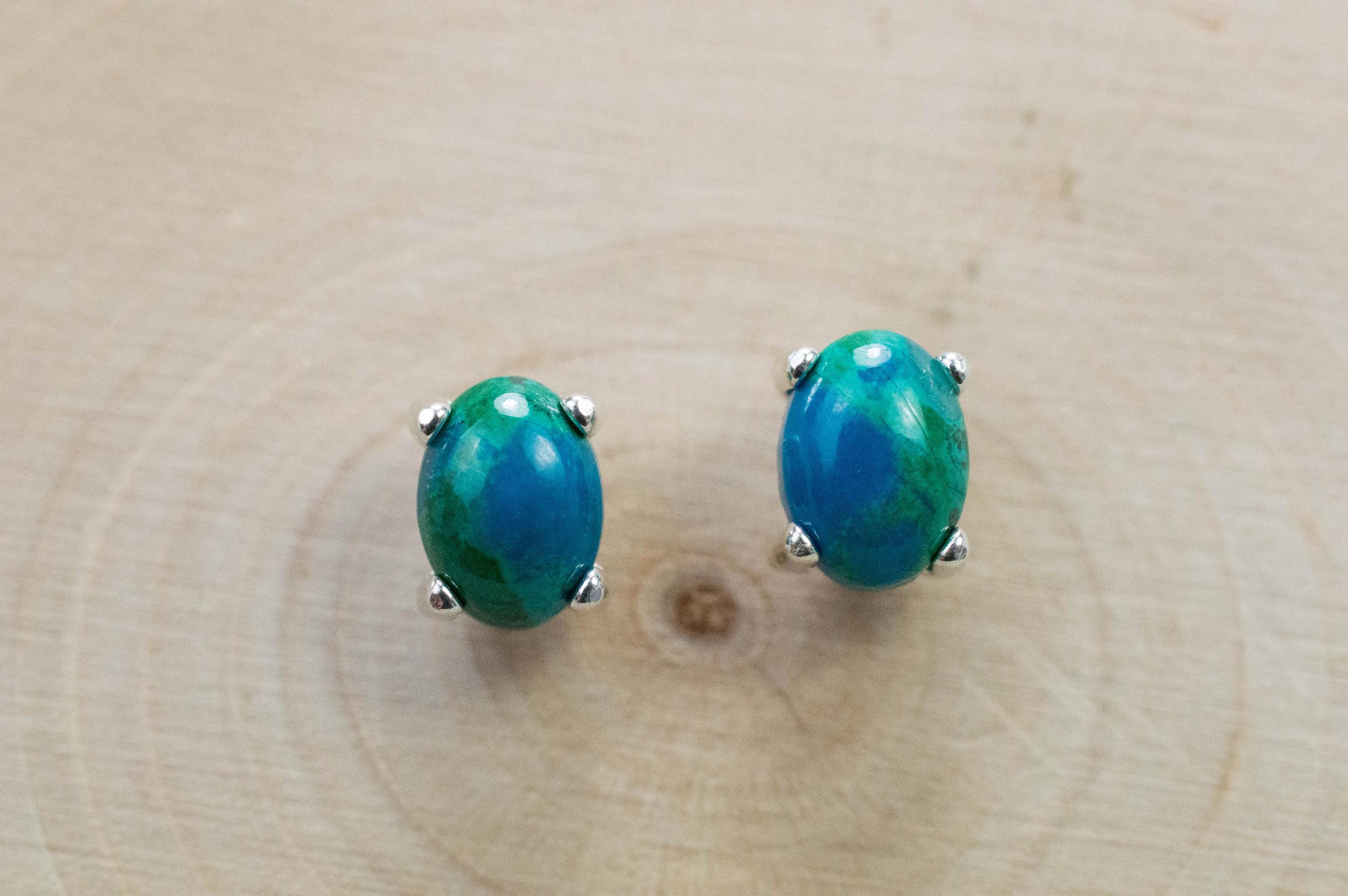 Chrysocolla Earrings; Genuine Untreated Arizona Inspiration Mine Chrysocolla; 2.035cts