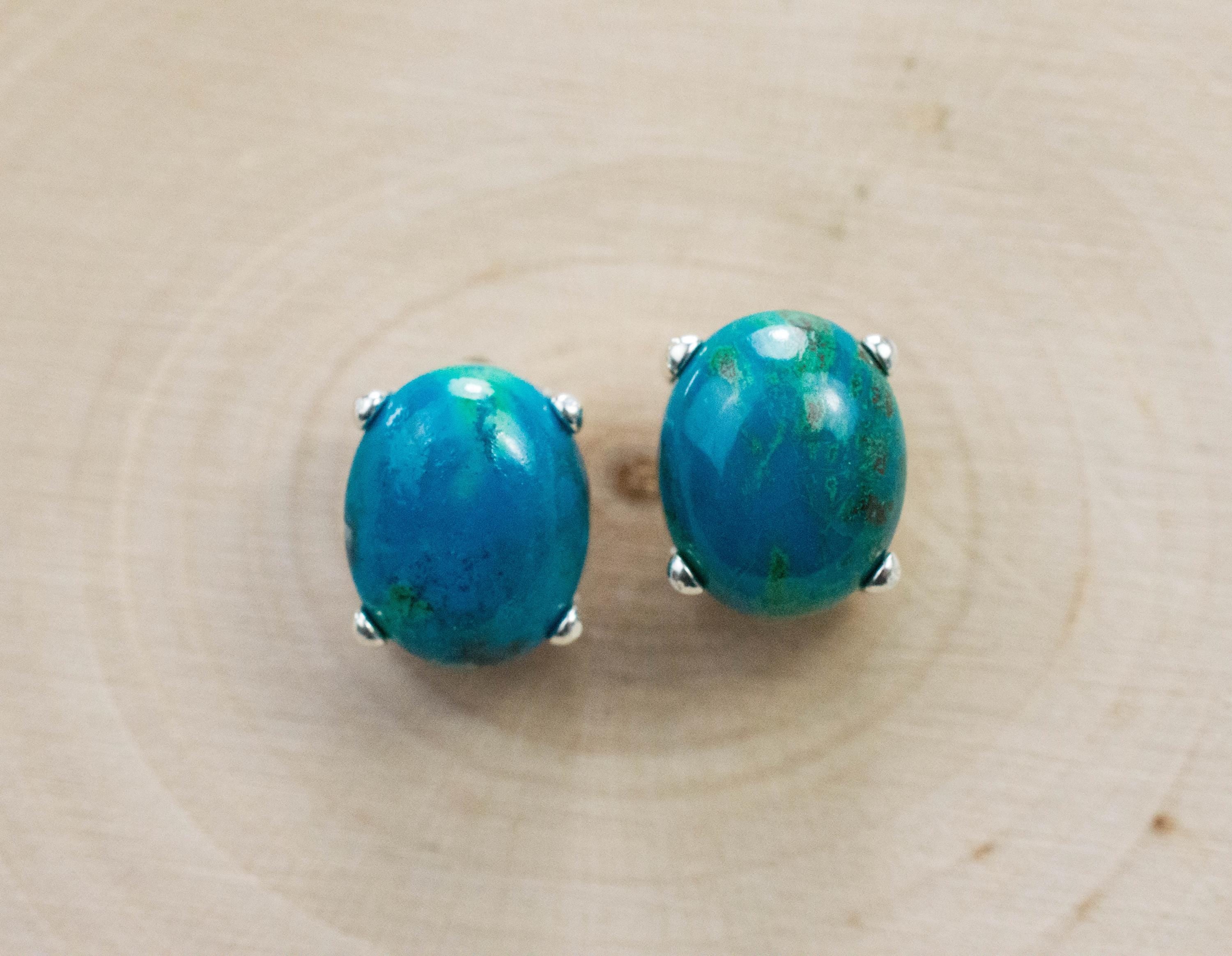 Chrysocolla Earrings; Genuine Untreated Arizona Inspiration Mine Chrysocolla; 6.820cts