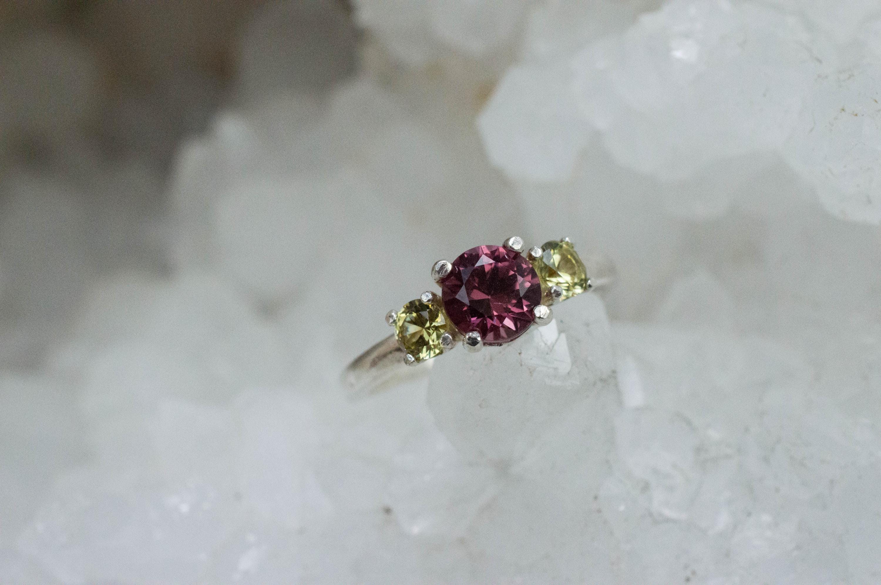 Rhodolite and Mali Garnet Ring, Natural Untreated Tanzania Garnet