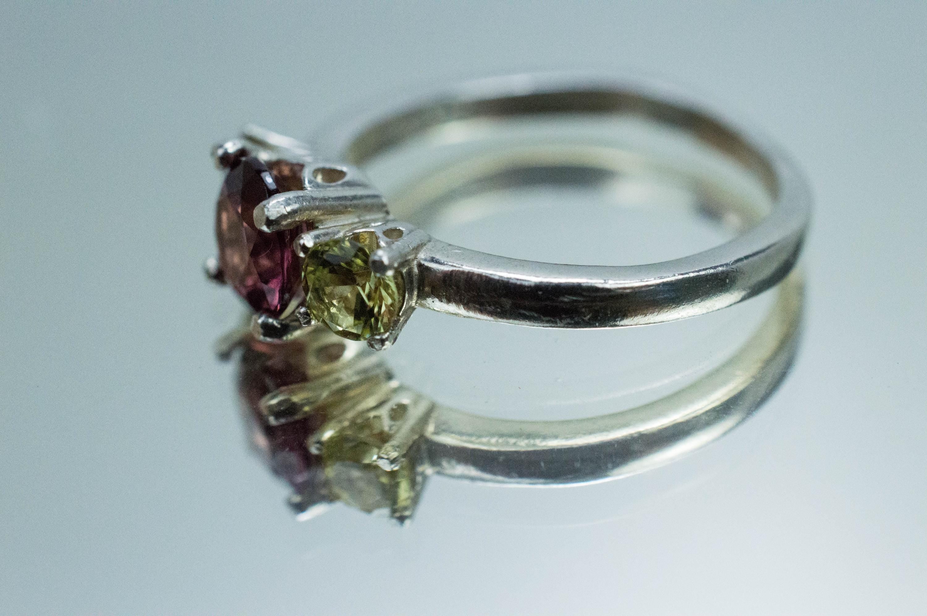 Rhodolite and Mali Garnet Ring, Natural Untreated Tanzania Garnet