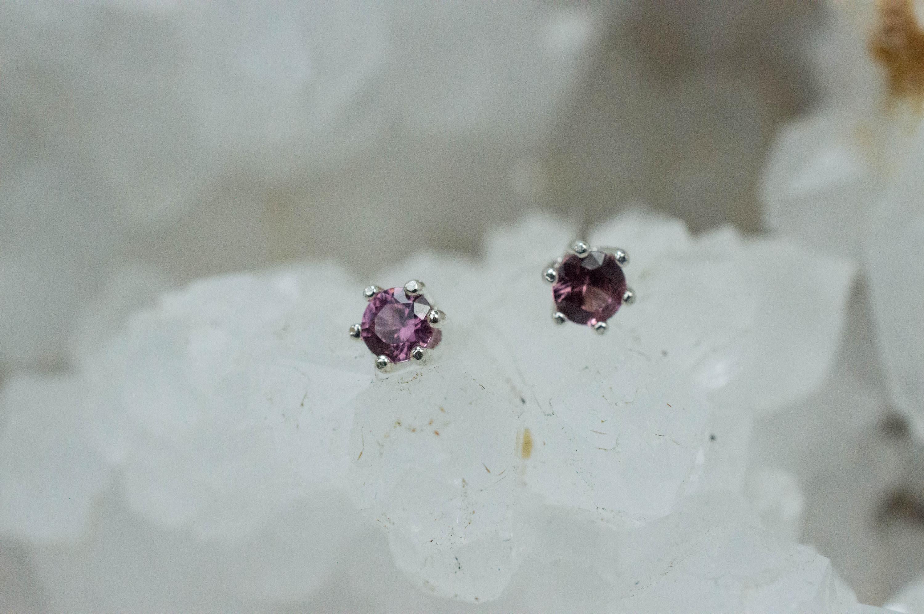 Rhodolite Garnet Earrings, Genuine Untreated Tanzanian Garnet; 0.265cts