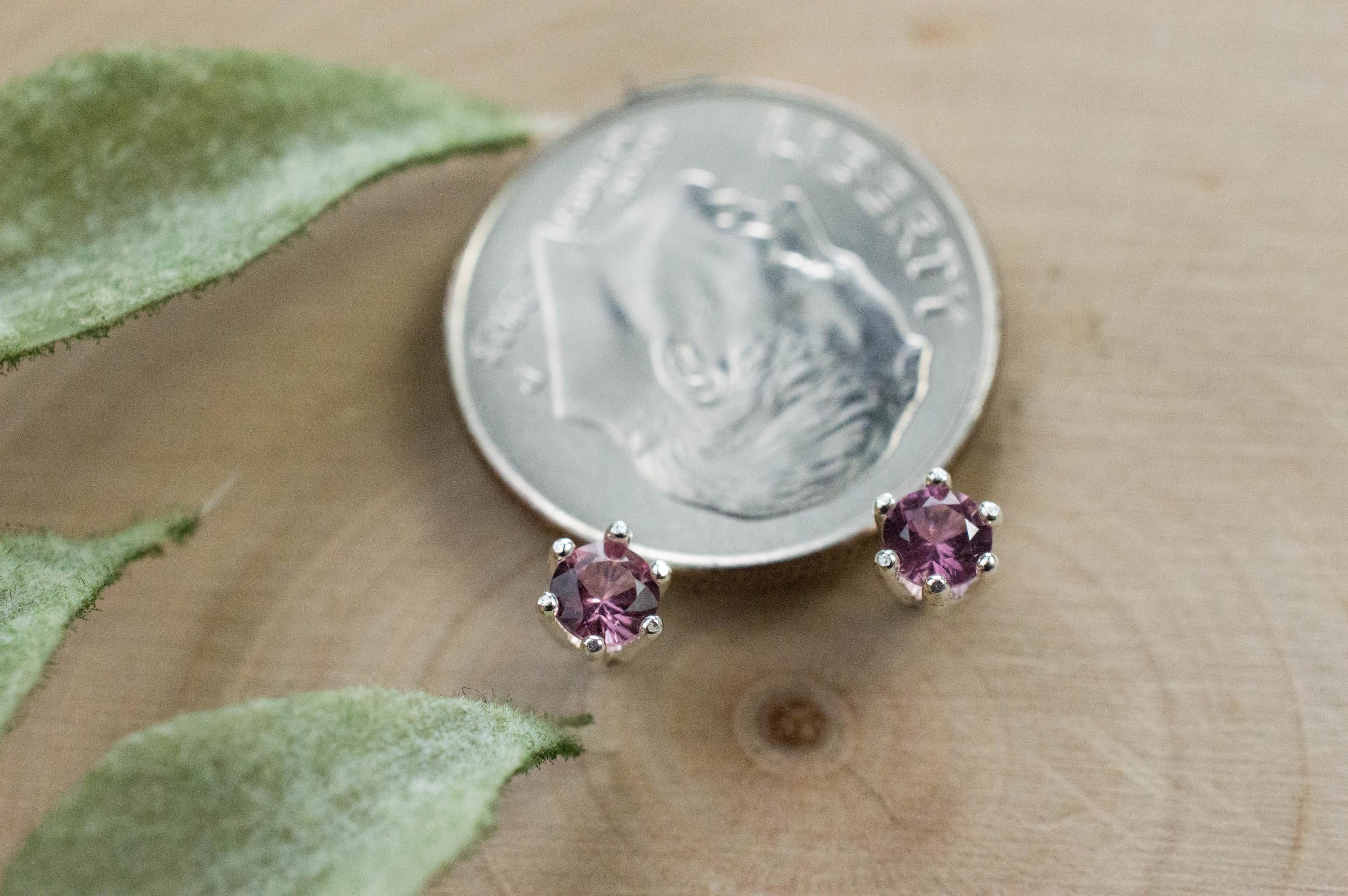 Rhodolite Garnet Earrings, Genuine Untreated Tanzanian Garnet; 0.265cts