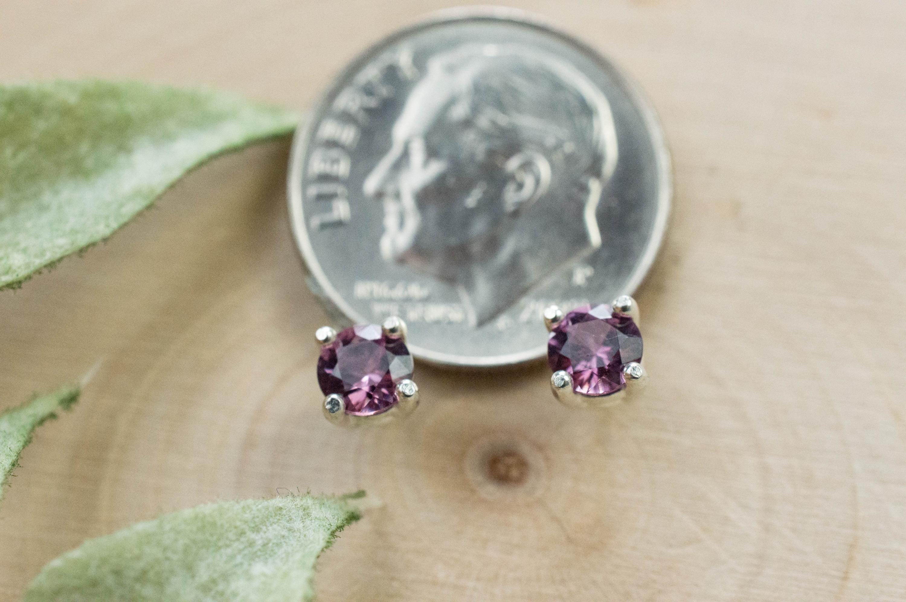 Rhodolite Garnet Earrings, Genuine Untreated Tanzanian Garnet; 0.550cts