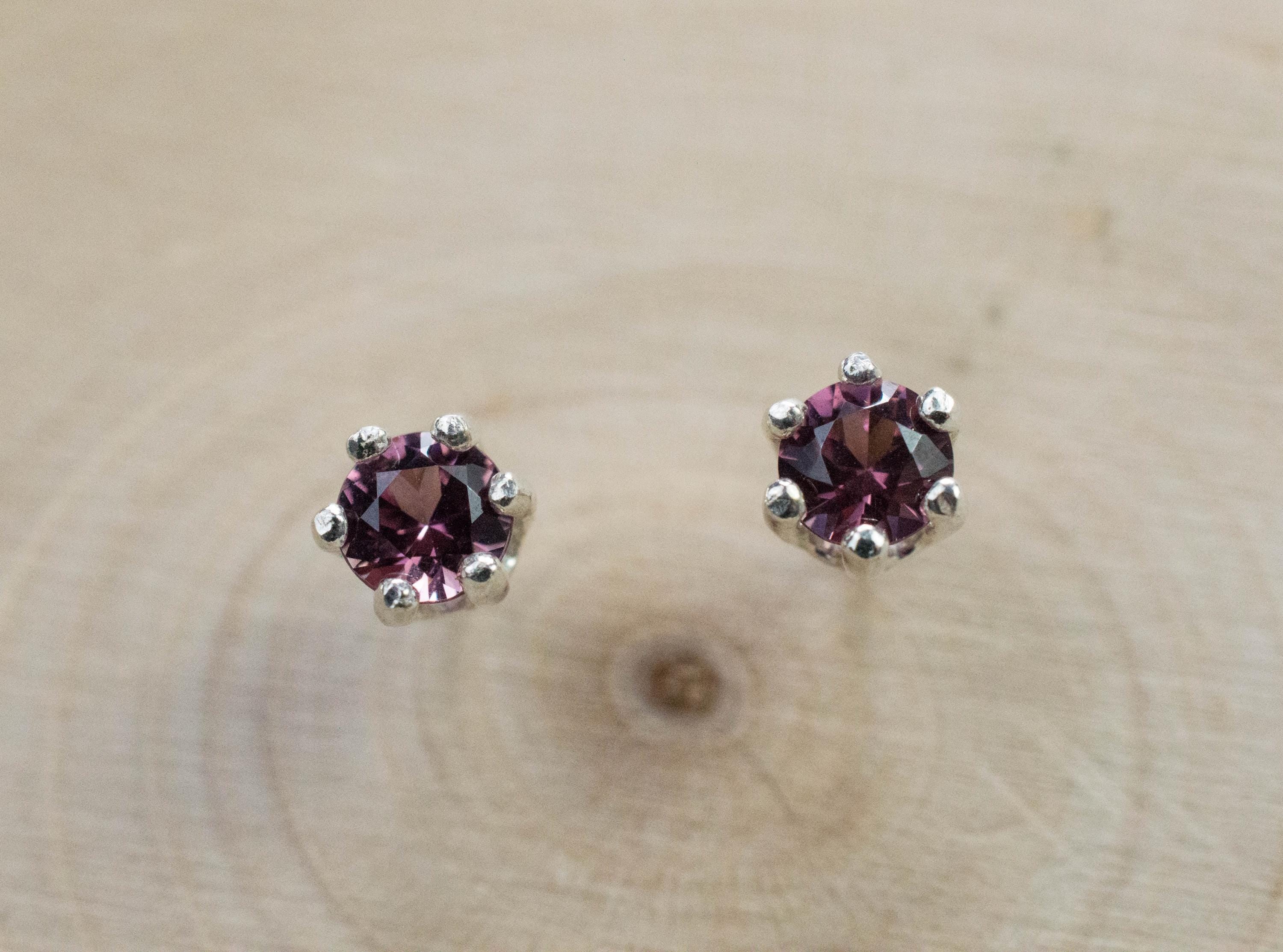 Rhodolite Garnet Earrings, Genuine Untreated Tanzanian Garnet; 0.610cts