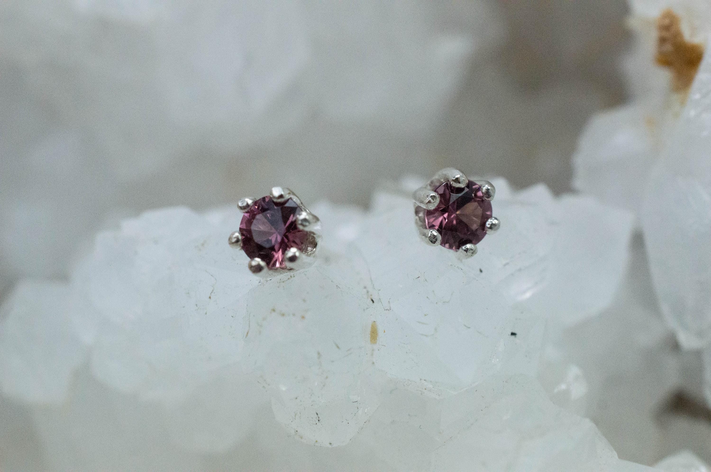 Rhodolite Garnet Earrings, Genuine Untreated Tanzanian Garnet; 0.610cts