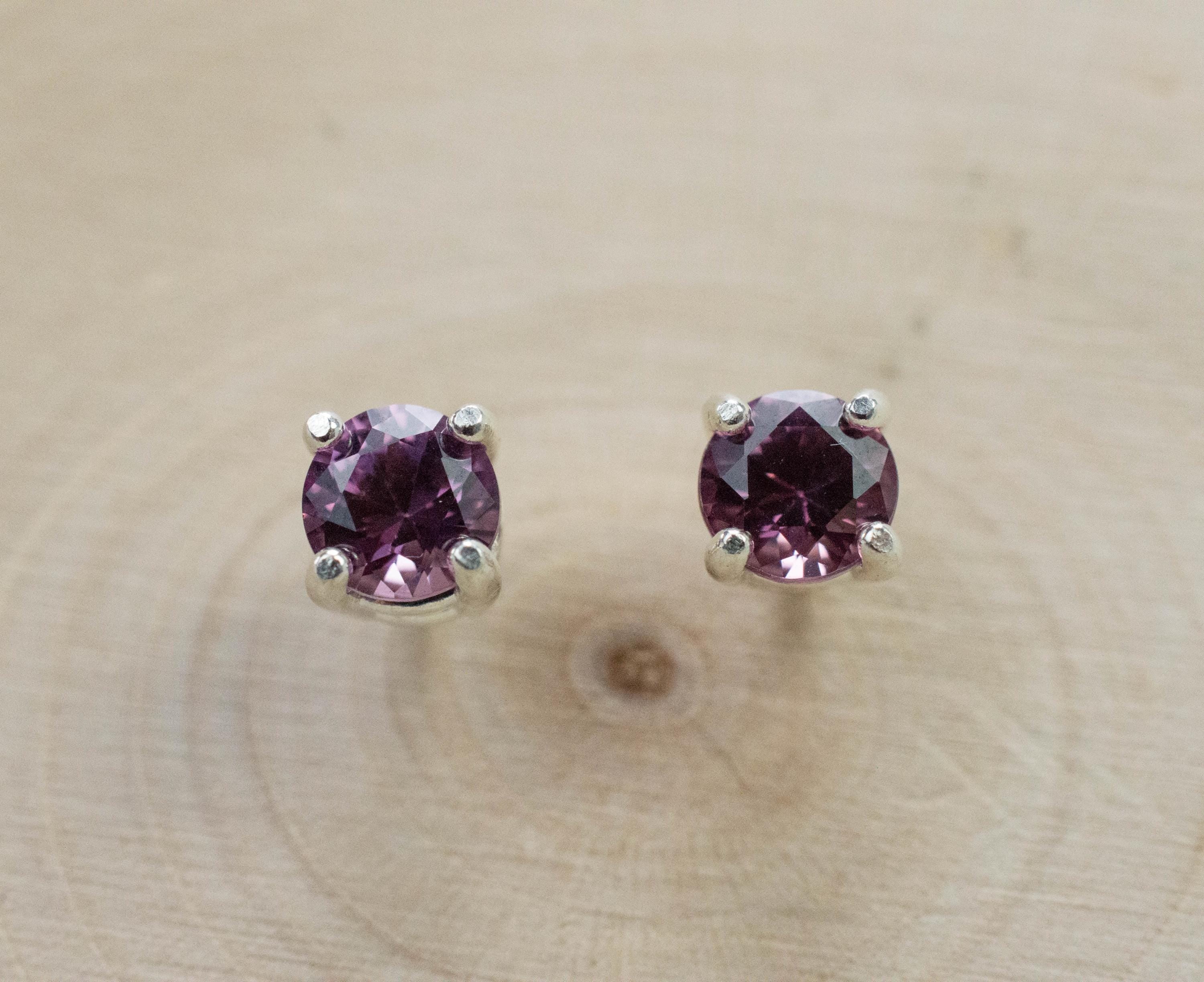 Rhodolite Garnet Earrings, Genuine Untreated Tanzanian Garnet; 1.240cts