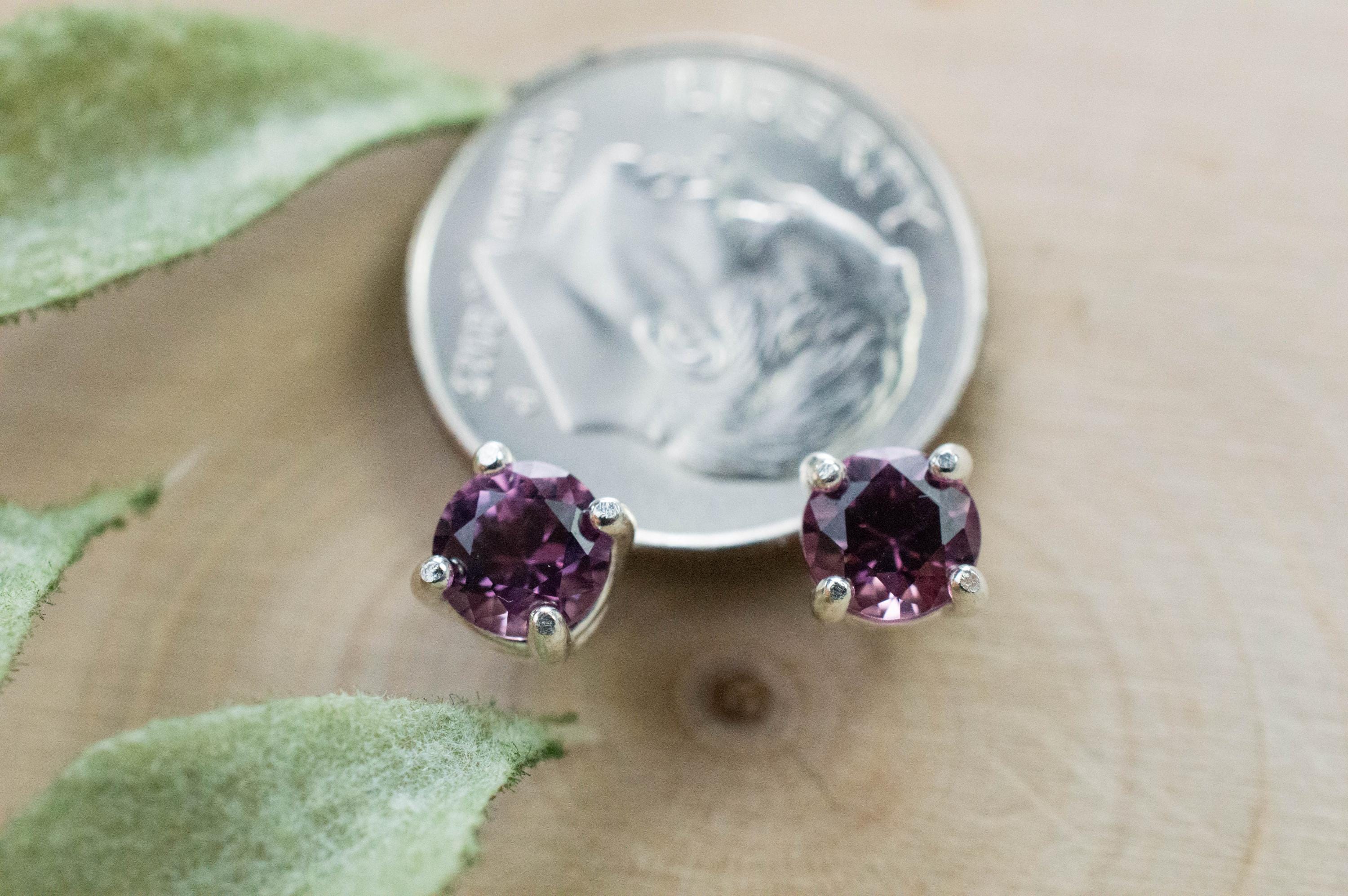 Rhodolite Garnet Earrings, Genuine Untreated Tanzanian Garnet; 1.240cts