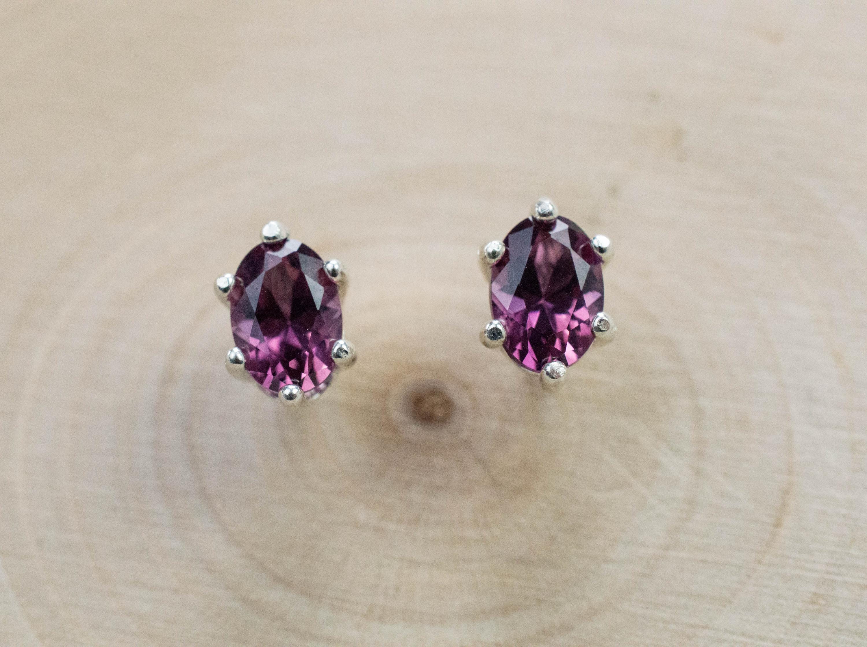 Rhodolite Garnet Earrings, Genuine Untreated Tanzanian Garnet; 1.545cts