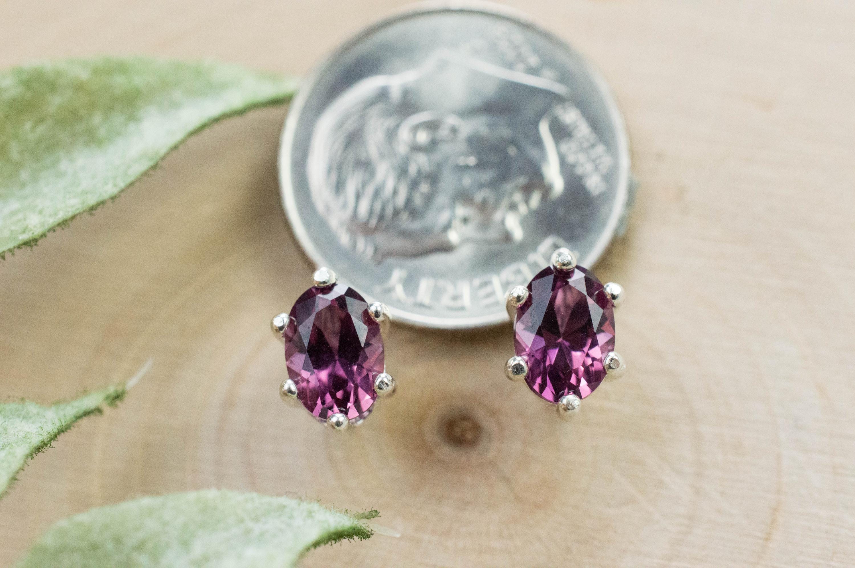 Rhodolite Garnet Earrings, Genuine Untreated Tanzanian Garnet; 1.545cts