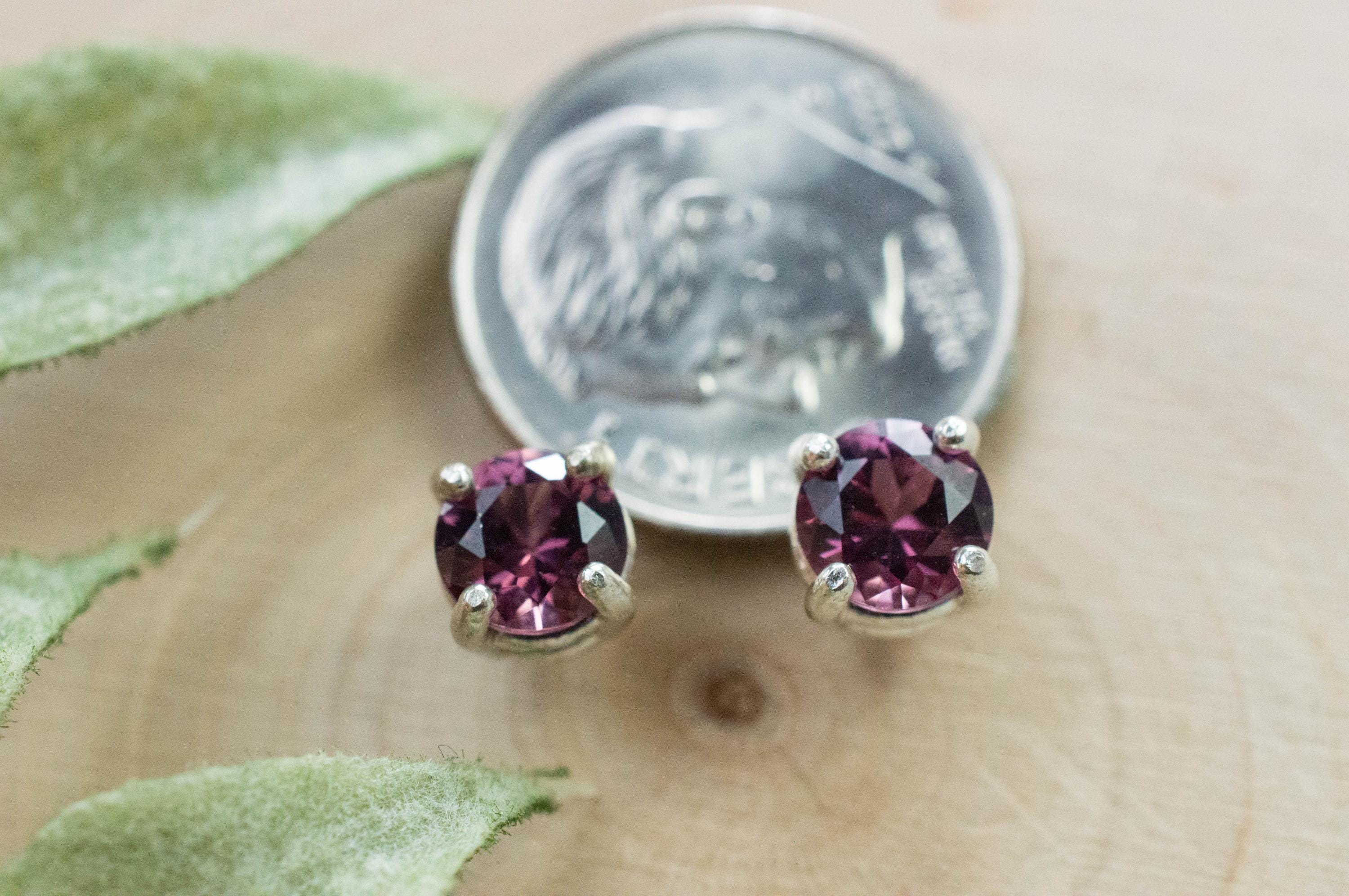 Rhodolite Garnet Earrings, Natural Untreated Tanzanian Garnet; 1.545cts