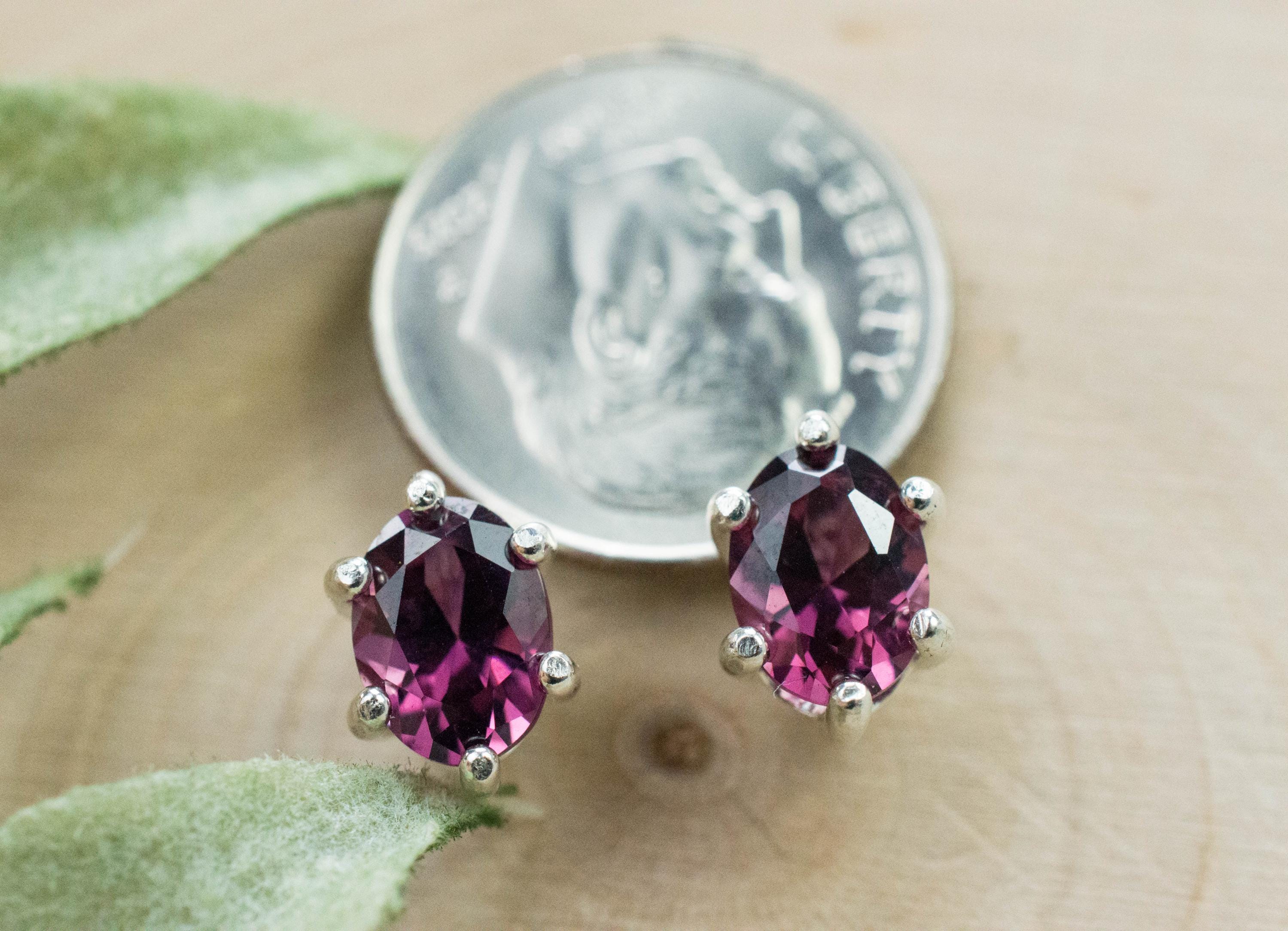 Rhodolite Garnet Earrings, Genuine Untreated Tanzanian Garnet; 2.445cts