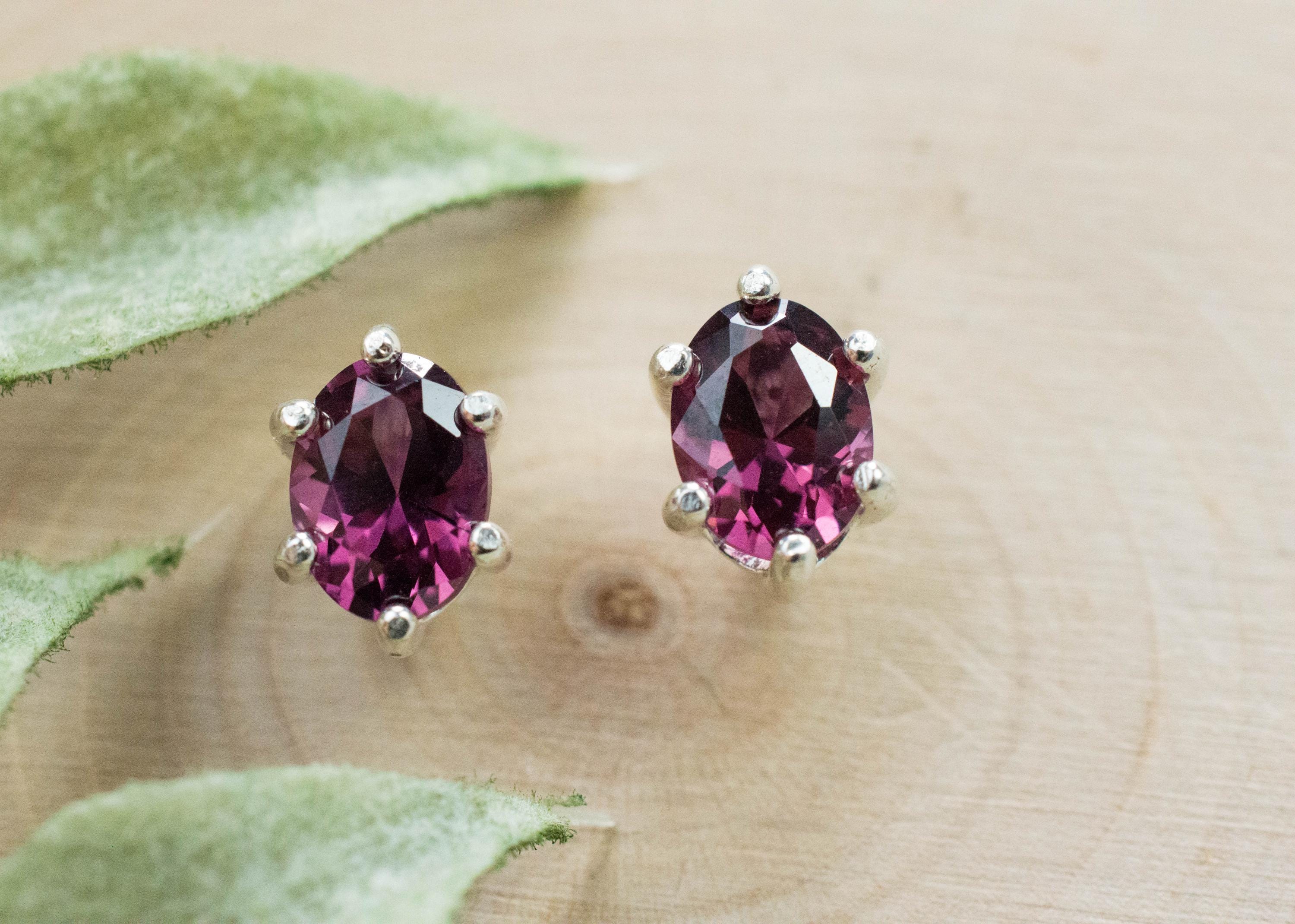 Rhodolite Garnet Earrings, Genuine Untreated Tanzanian Garnet; 2.445cts