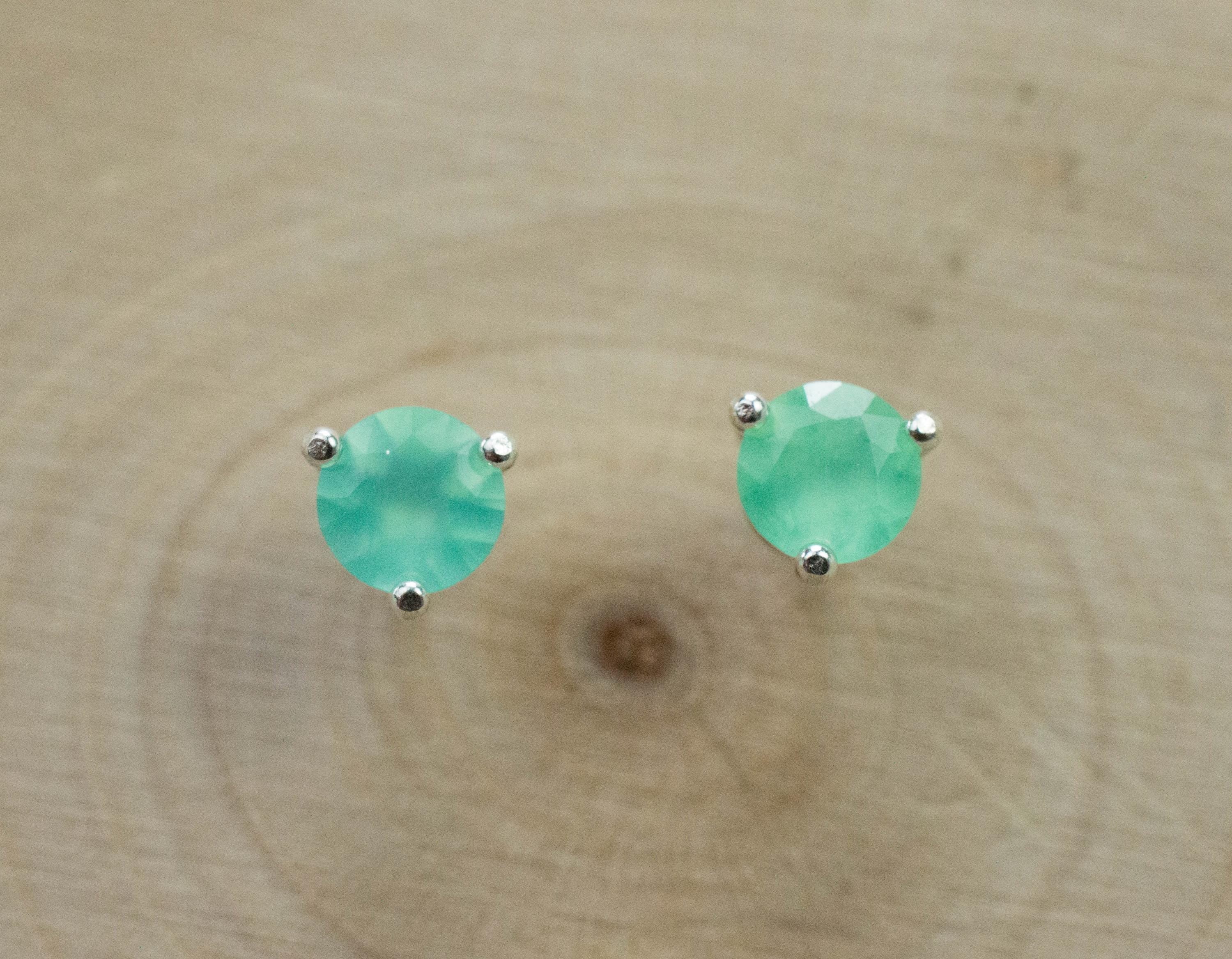 Chrysoprase Earrings, Natural Untreated Australian Chrysoprase; 0.505cts