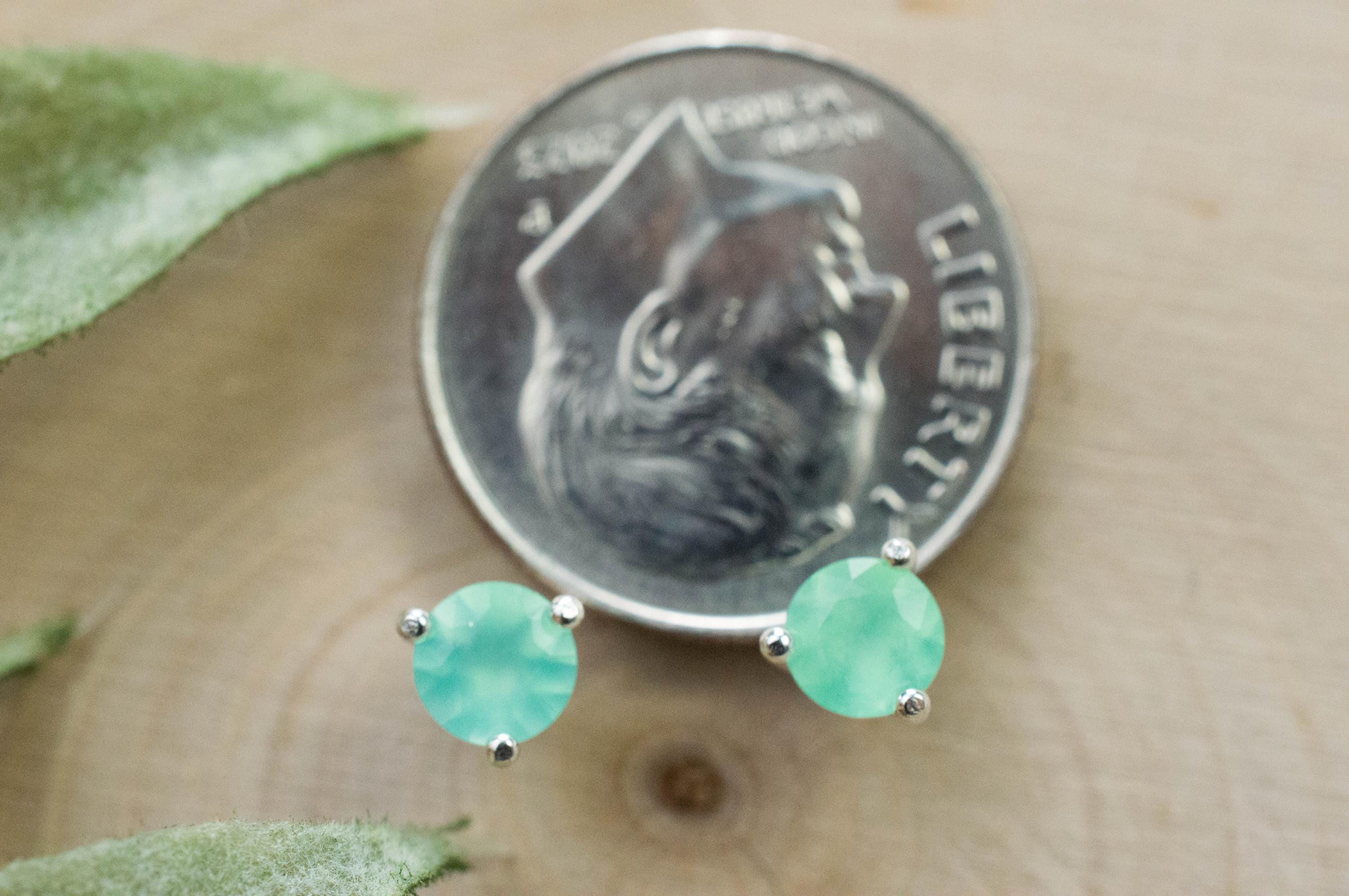 Chrysoprase Earrings, Natural Untreated Australian Chrysoprase; 0.505cts