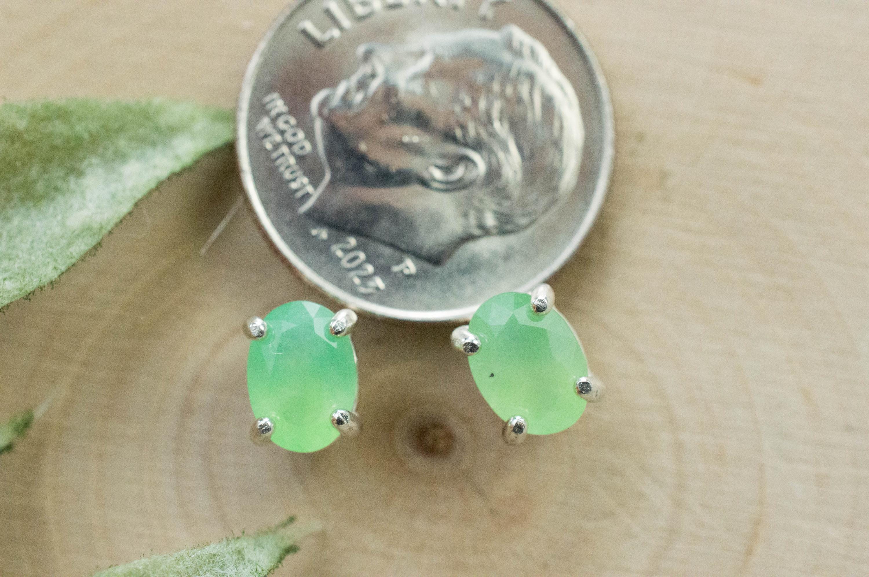 Chrysoprase Earrings, Natural Untreated Australian Chrysoprase; 1.085cts