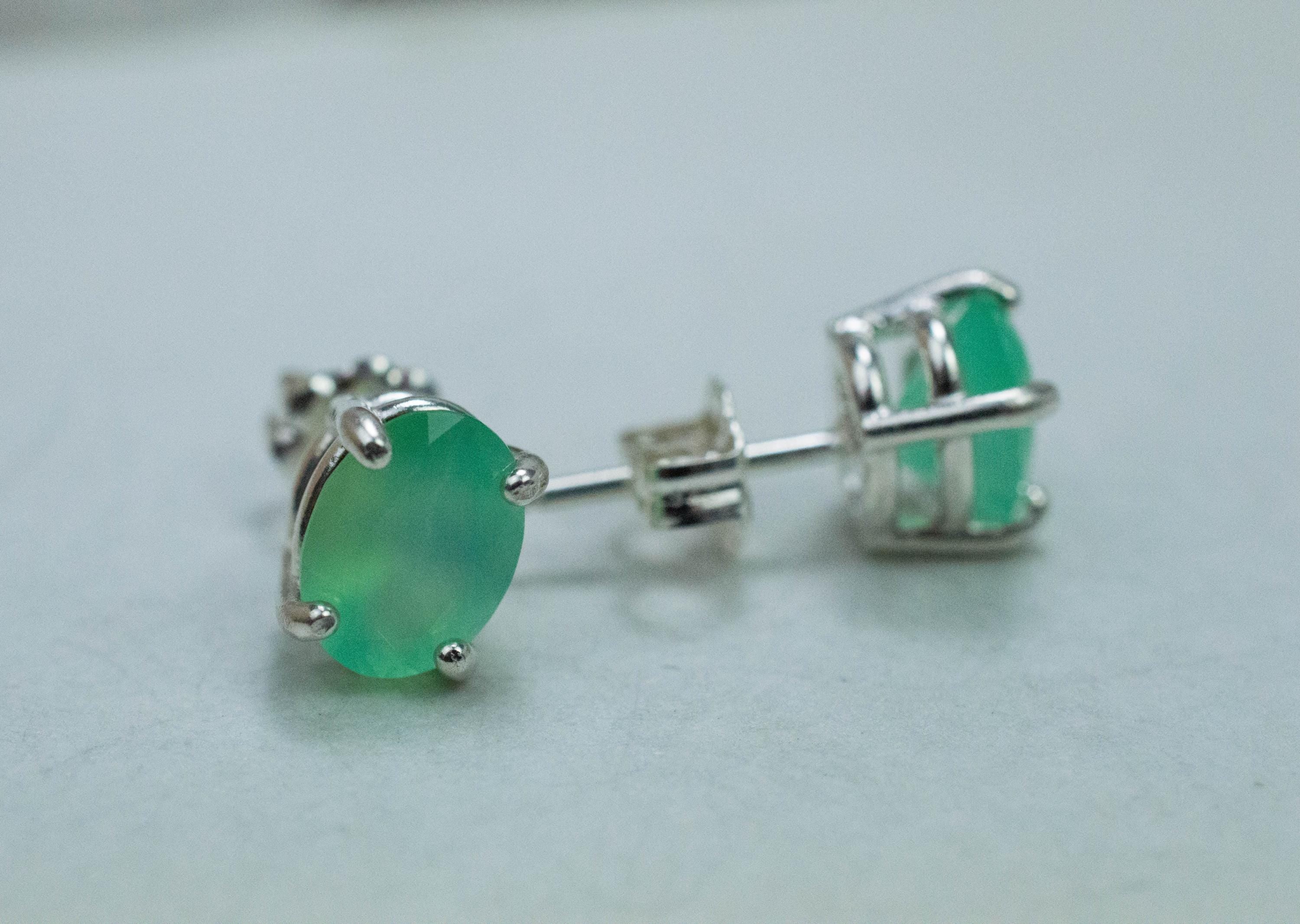 Chrysoprase Earrings, Natural Untreated Australian Chrysoprase; 1.955cts