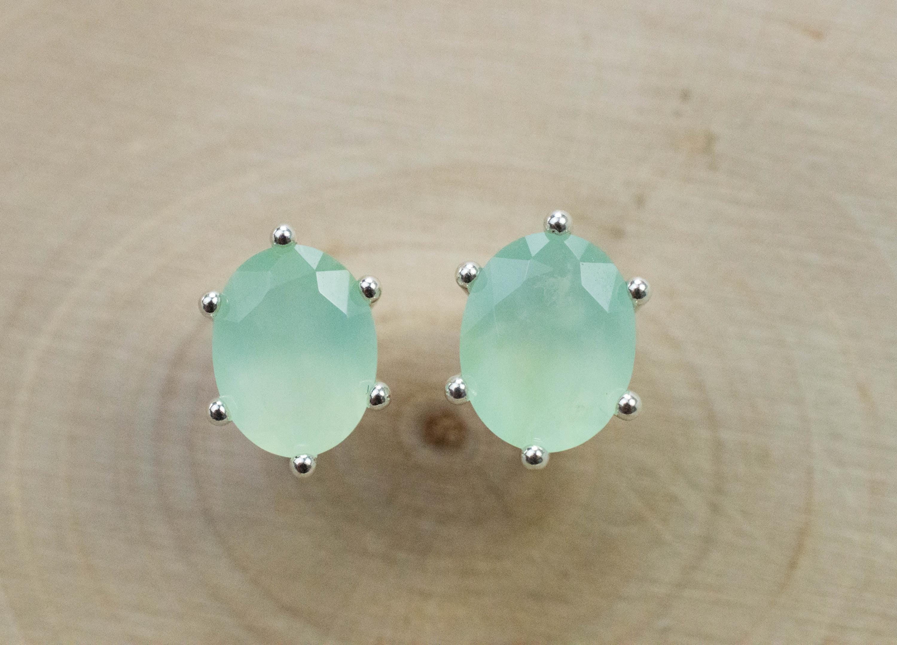 Chrysoprase Earrings, Natural Untreated Australian Chrysoprase; 2.265cts