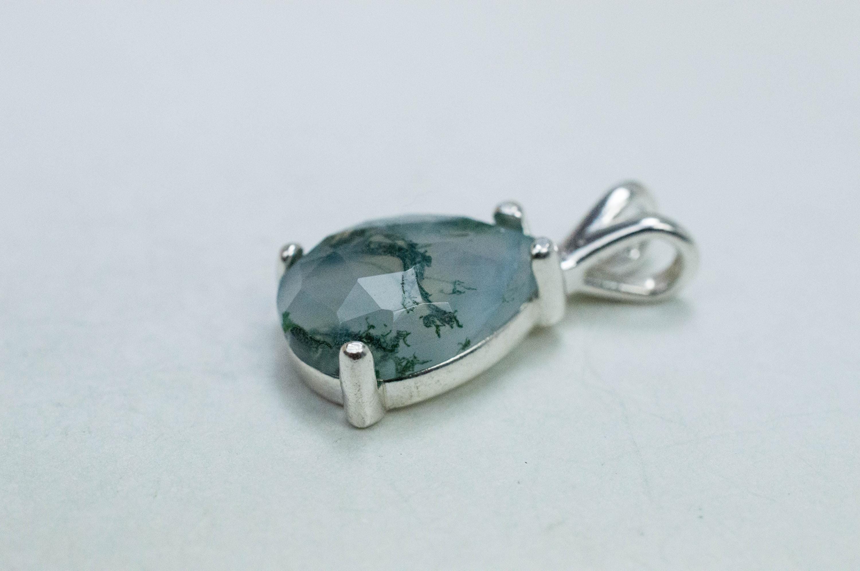 Green Moss Agate Pendant, Natural Untreated India Moss Agate; 3.940cts