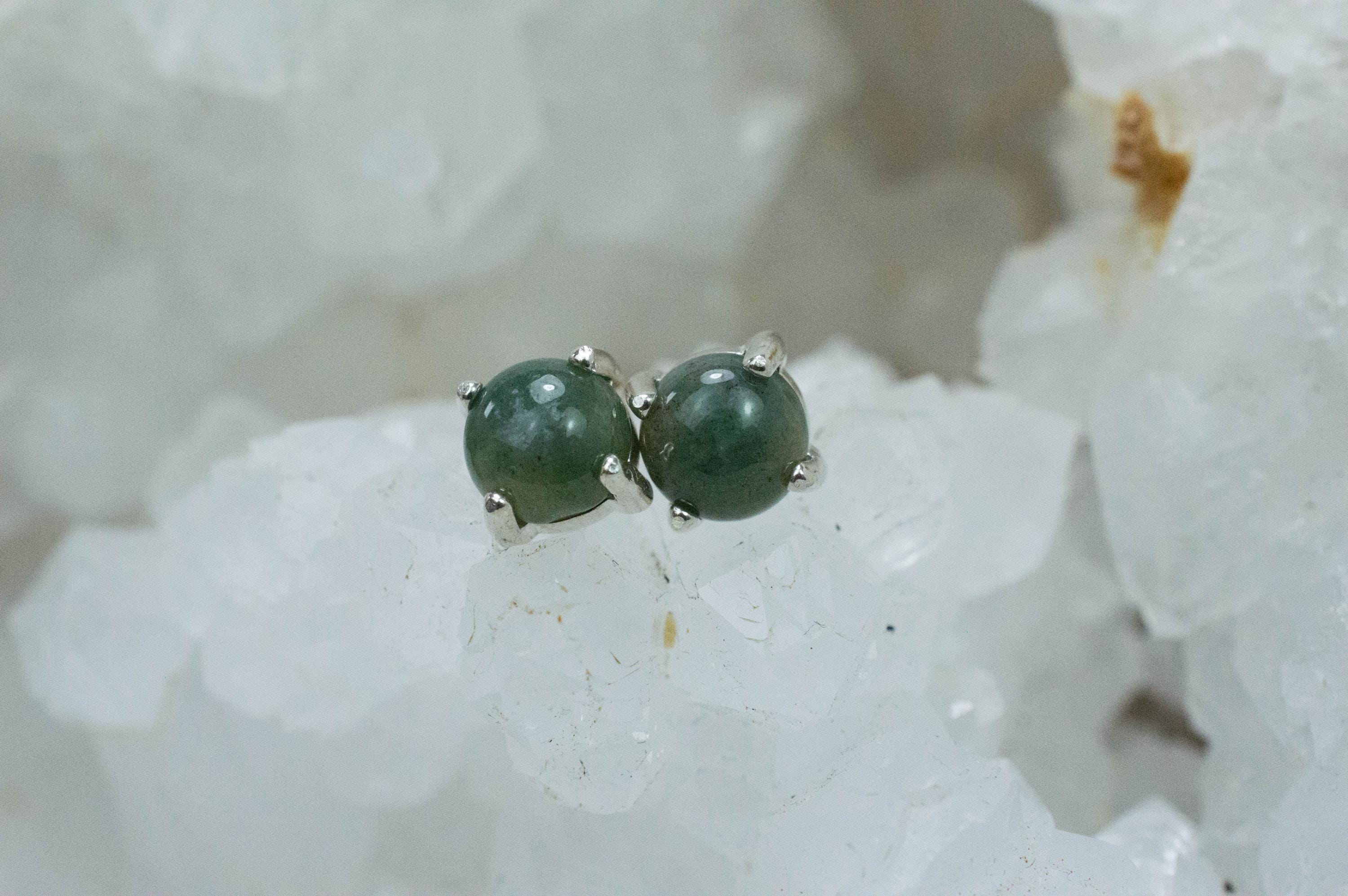 Moss Agate Earrings, Natural Untreated Wyoming Agate; 1.735cts