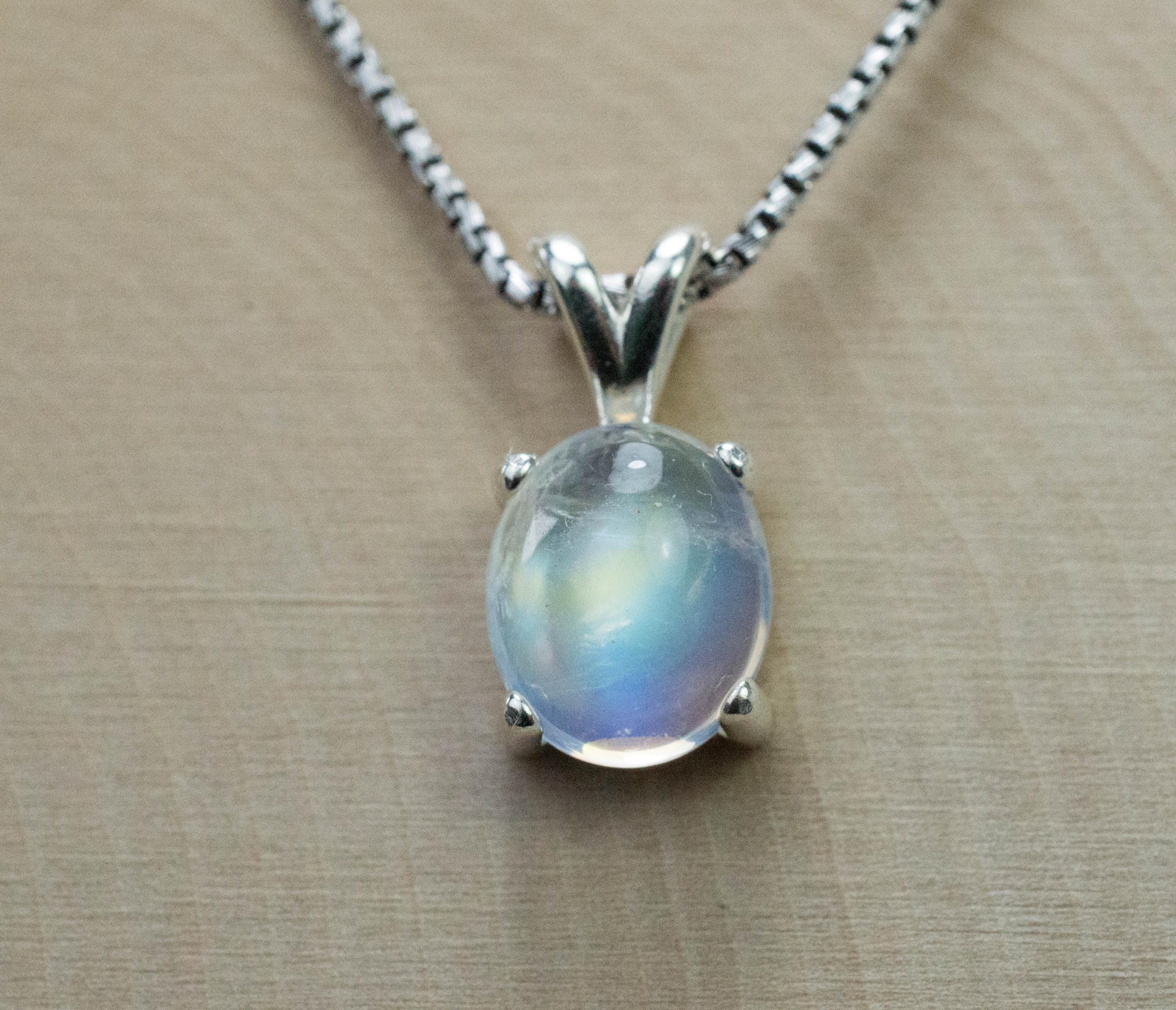 Rainbow Moonstone Pendant, Natural Untreated India Moonstone; 3.650cts