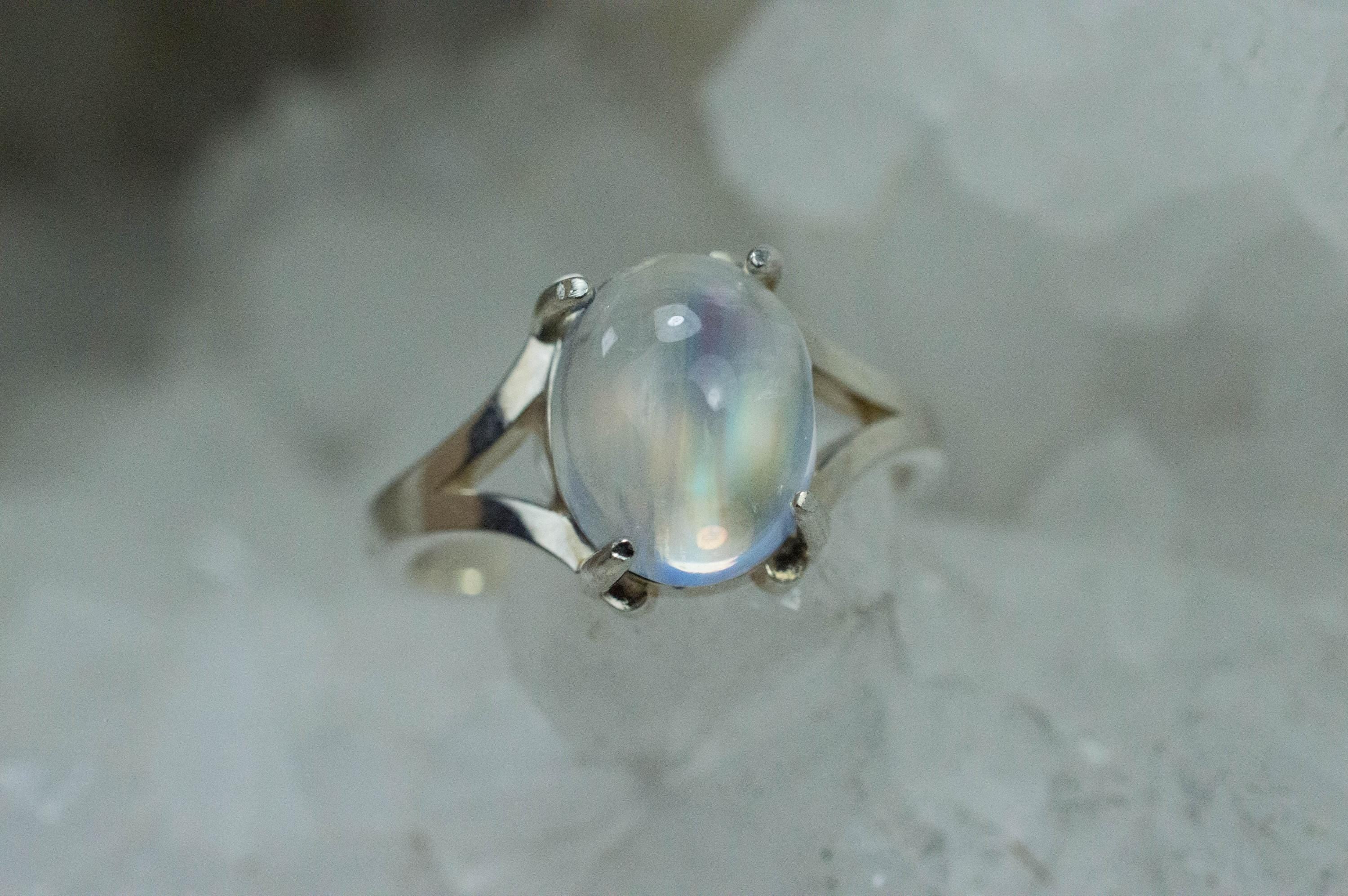 Rainbow Moonstone Ring, Natural Untreated India Moonstone; 2.705cts