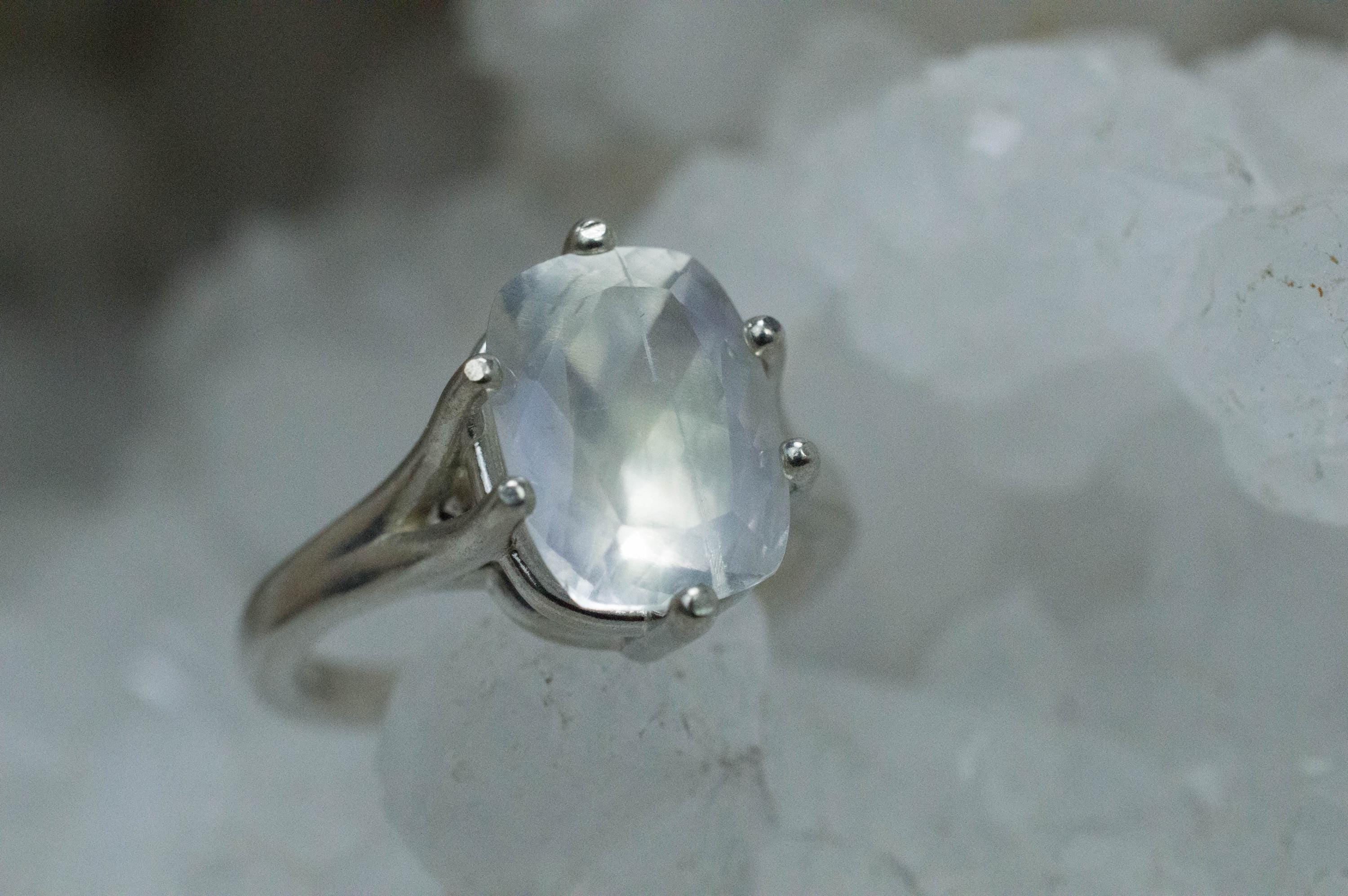 Rainbow Moonstone Ring, Natural Untreated Indian Moonstone; 3.570cts