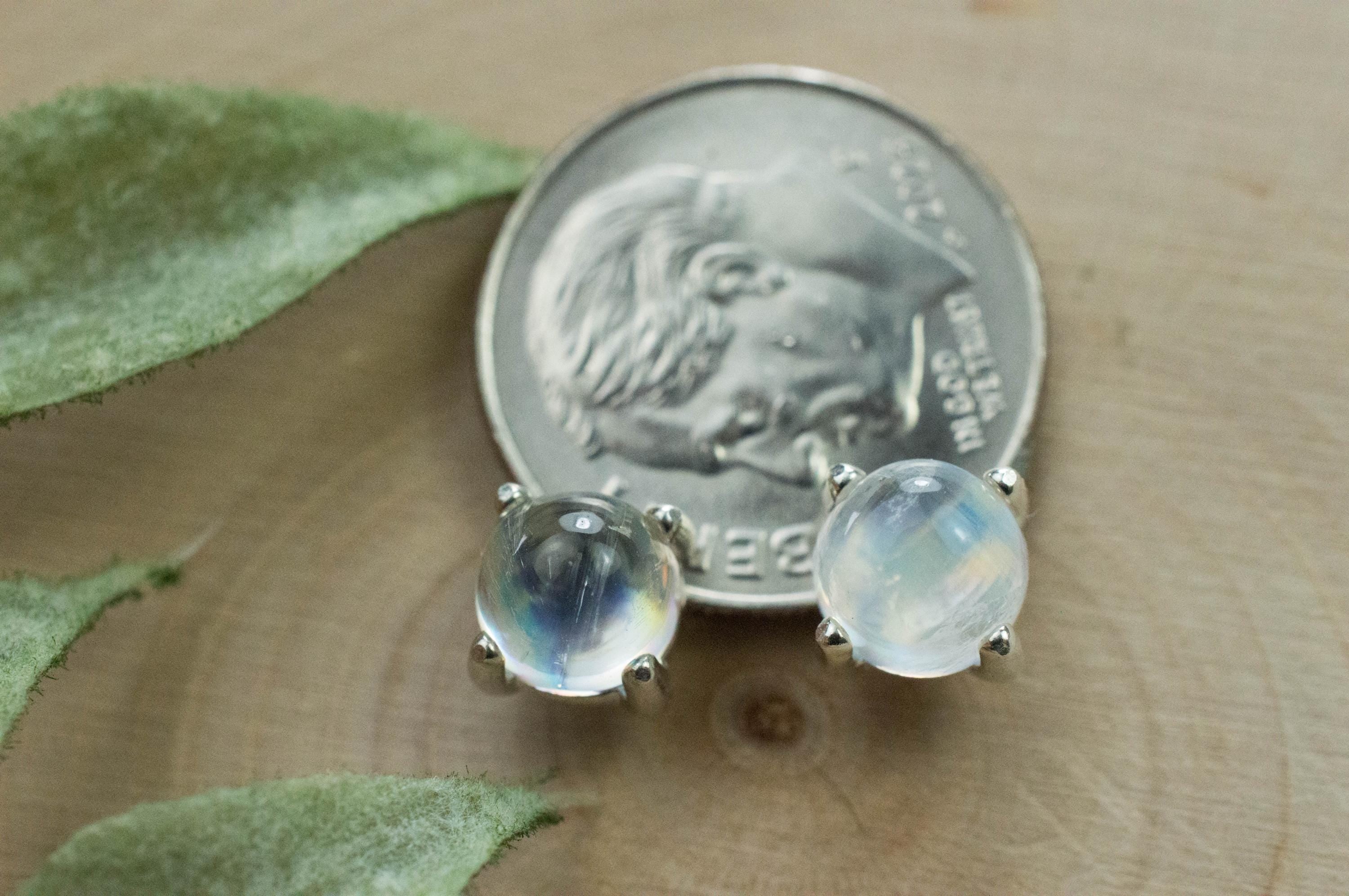 Rainbow Moonstone Earrings, Genuine Untreated India Moonstone; 2.375cts