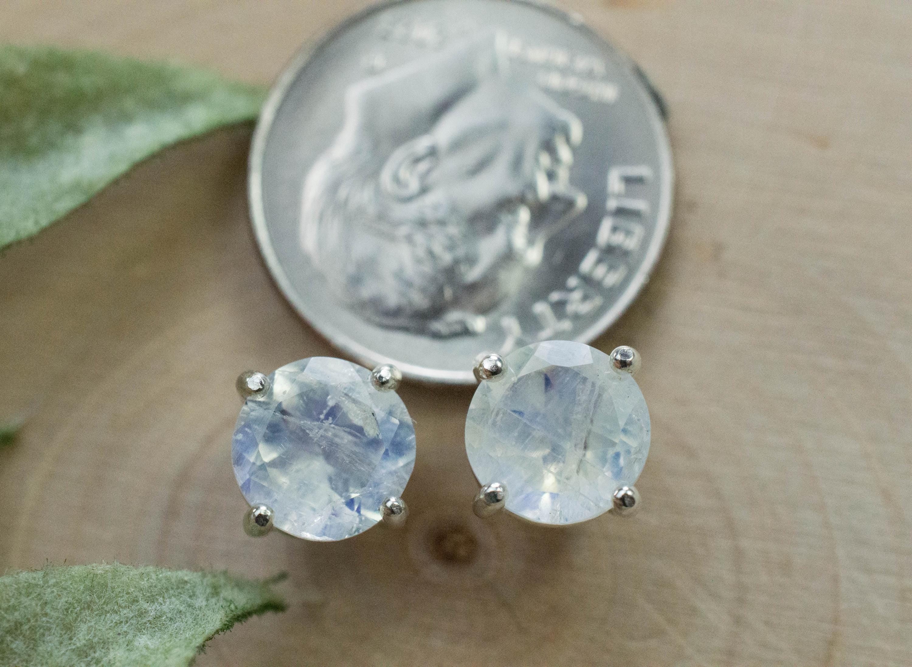 Rainbow Moonstone Earrings, Natural Untreated India Moonstone; 2.260cts