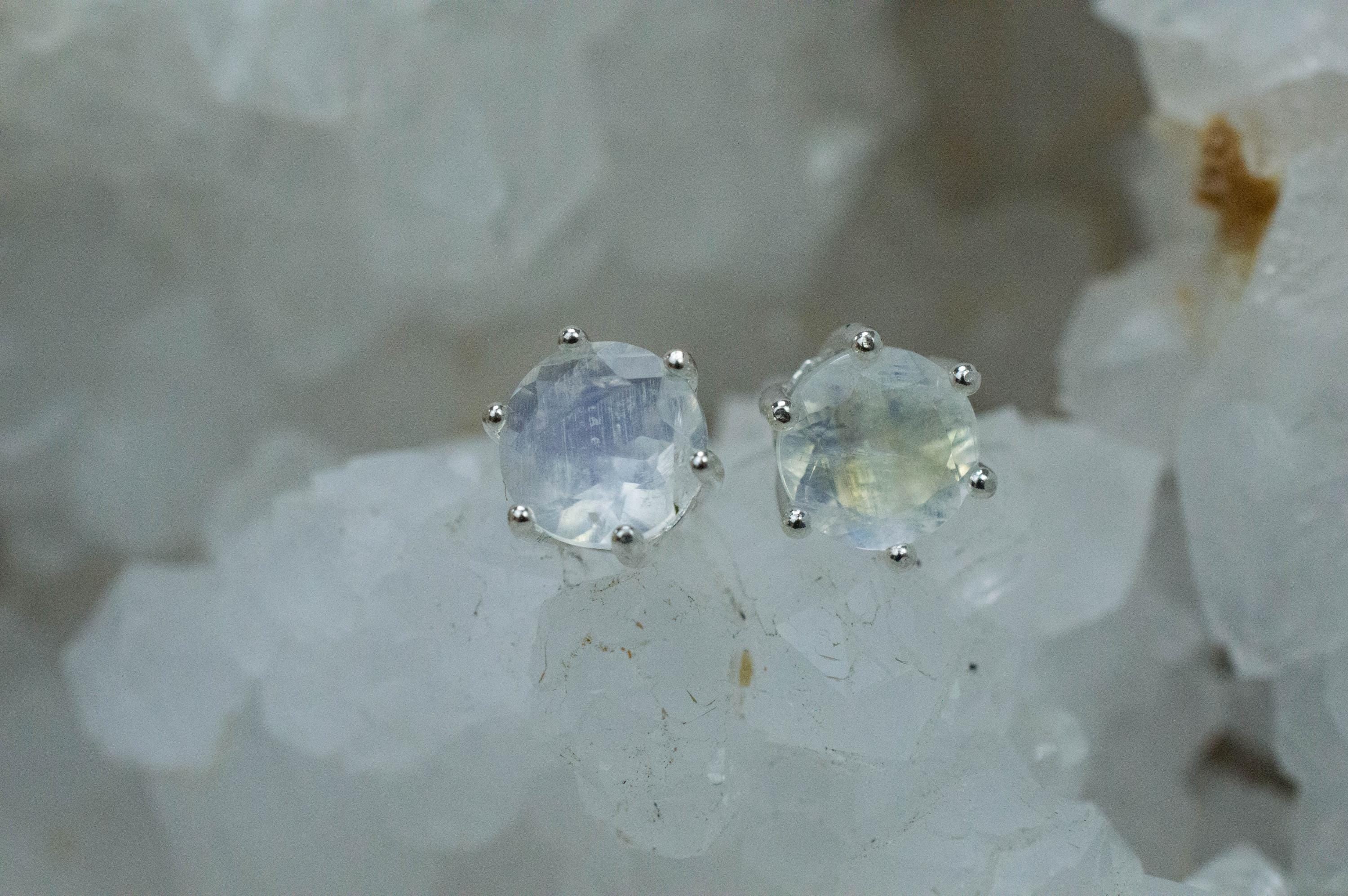 Rainbow Moonstone Earrings, Natural Untreated India Moonstone; 2.275cts