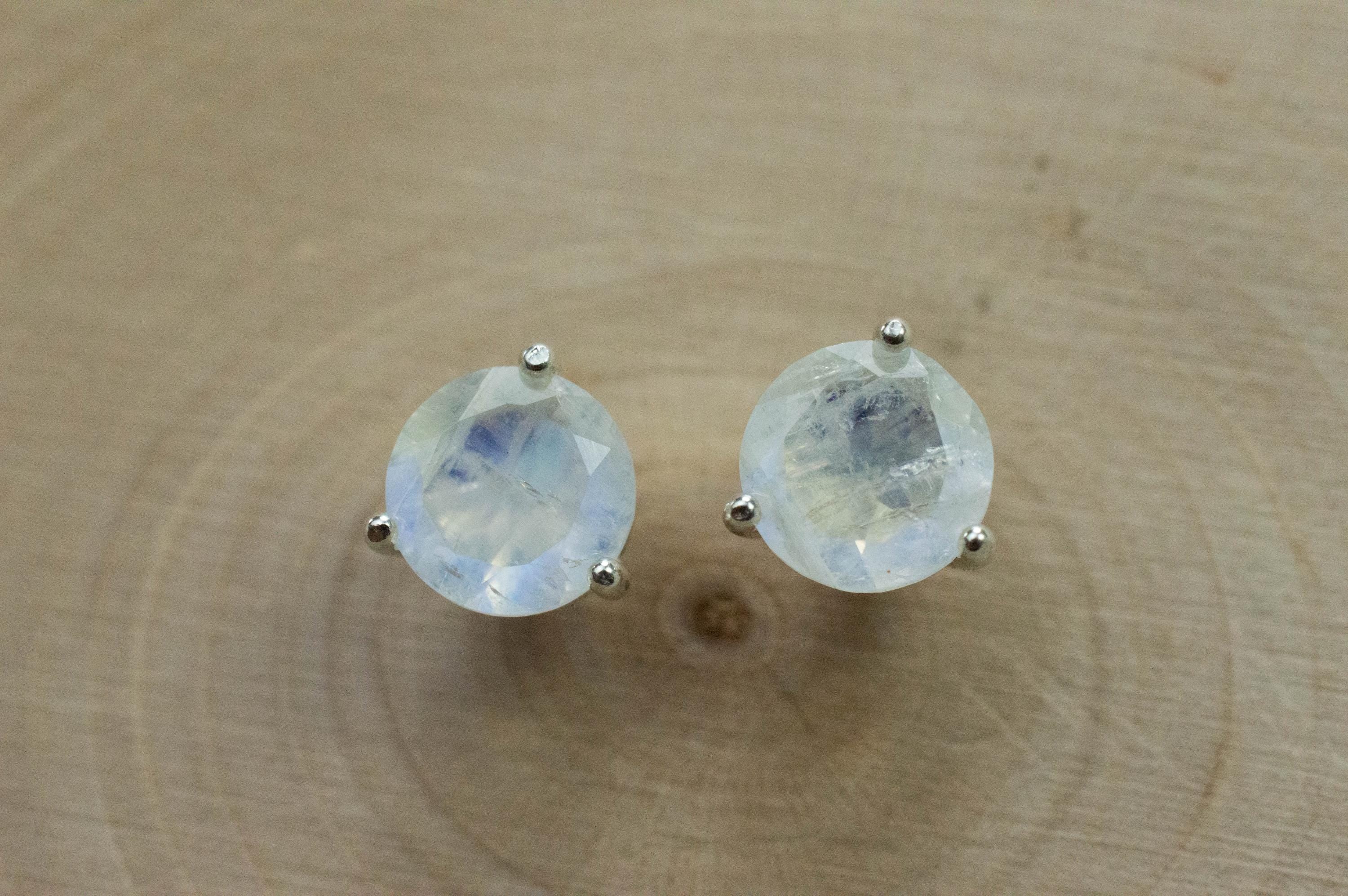 Rainbow Moonstone Earrings, Natural Untreated India Moonstone; 2.305cts