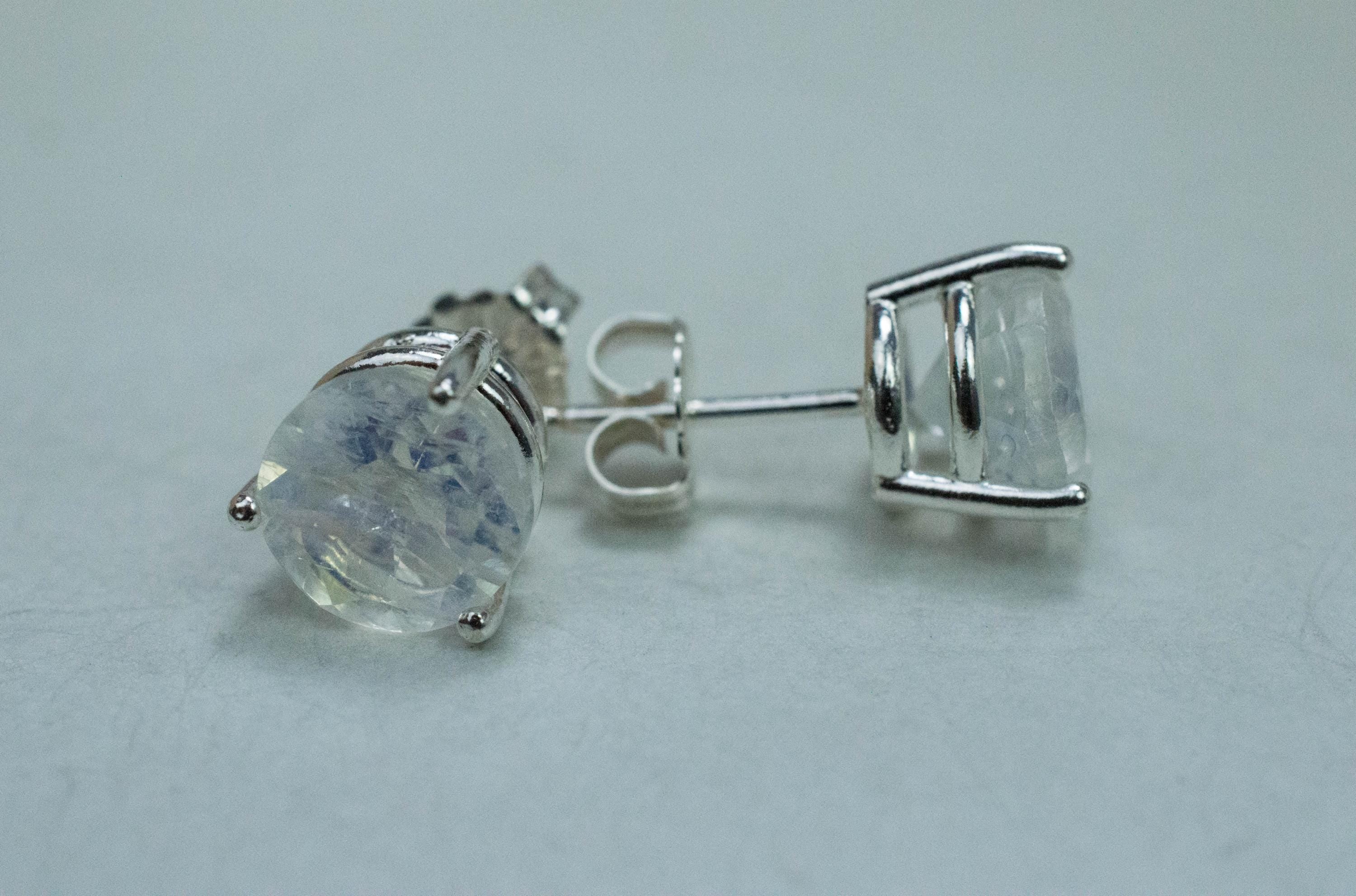 Rainbow Moonstone Earrings, Natural Untreated India Moonstone; 3.960cts