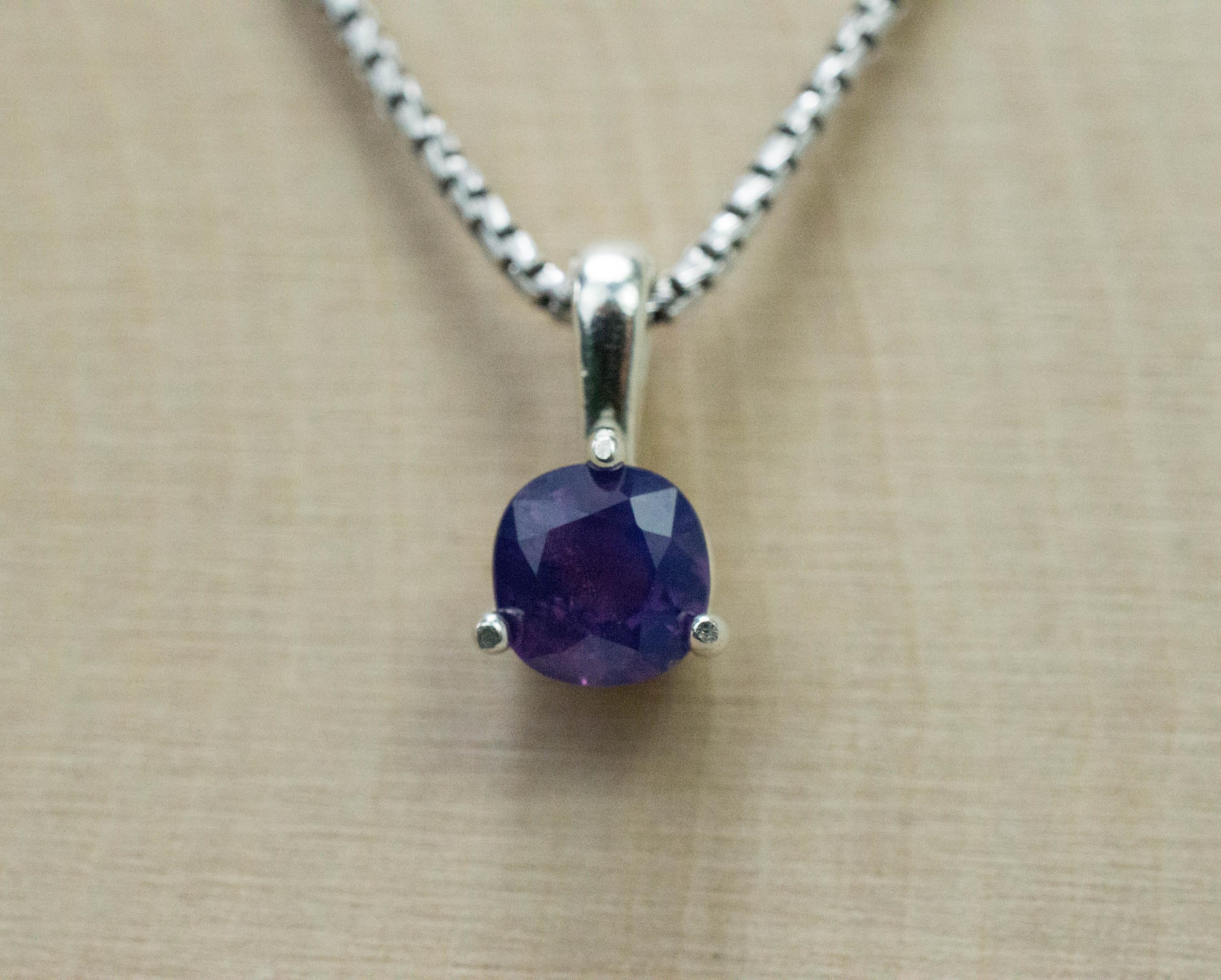 Purple Sapphire Pendant; Natural Untreated Vietnam Sapphire; 1.200cts