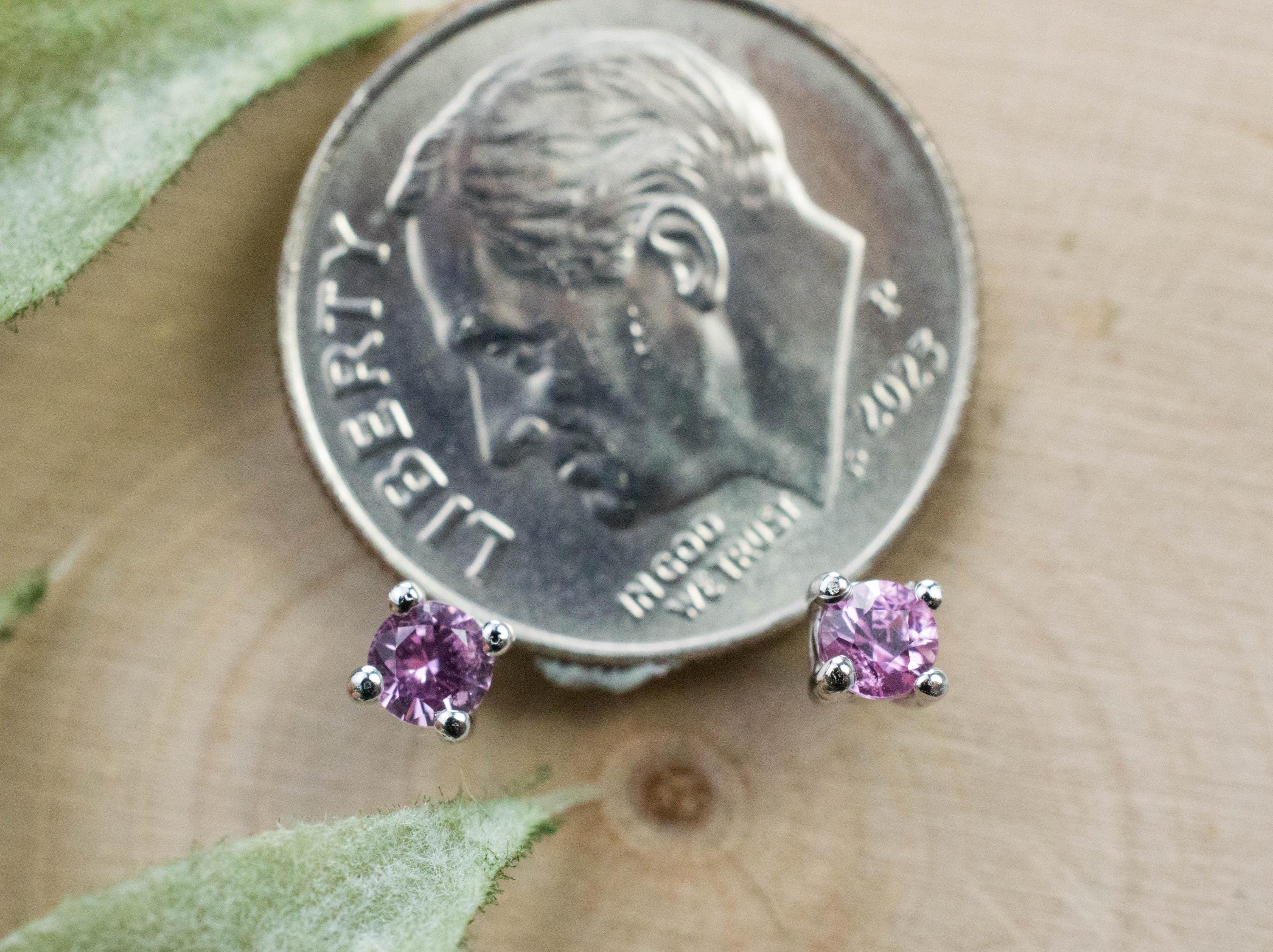 Pink Sapphire Earrings; Natural Untreated Sri Lanka Sapphire; 0.250cts