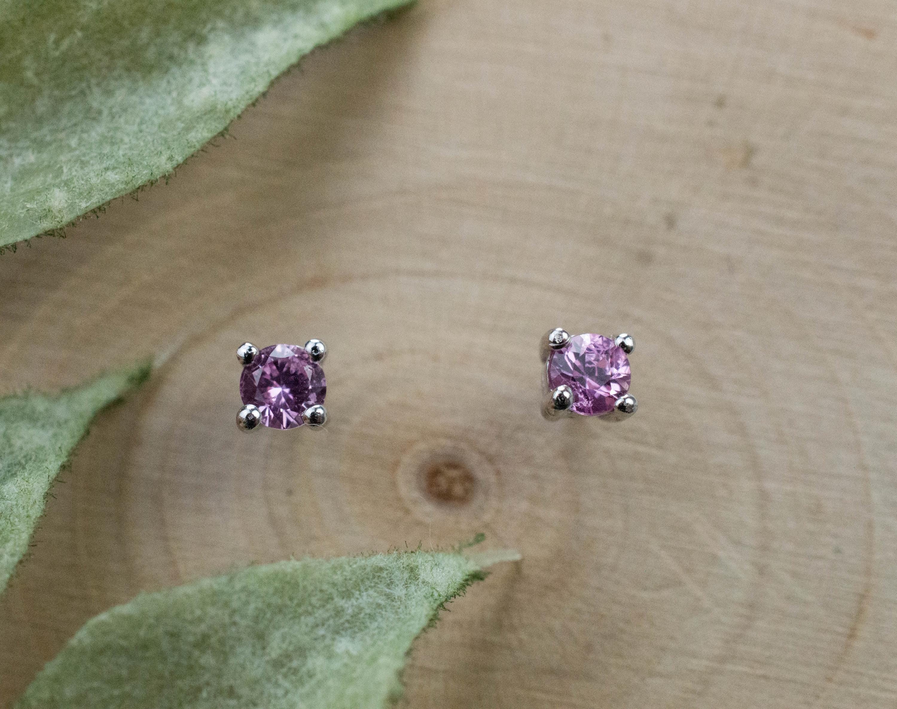 Pink Sapphire Earrings; Natural Untreated Sri Lanka Sapphire; 0.250cts