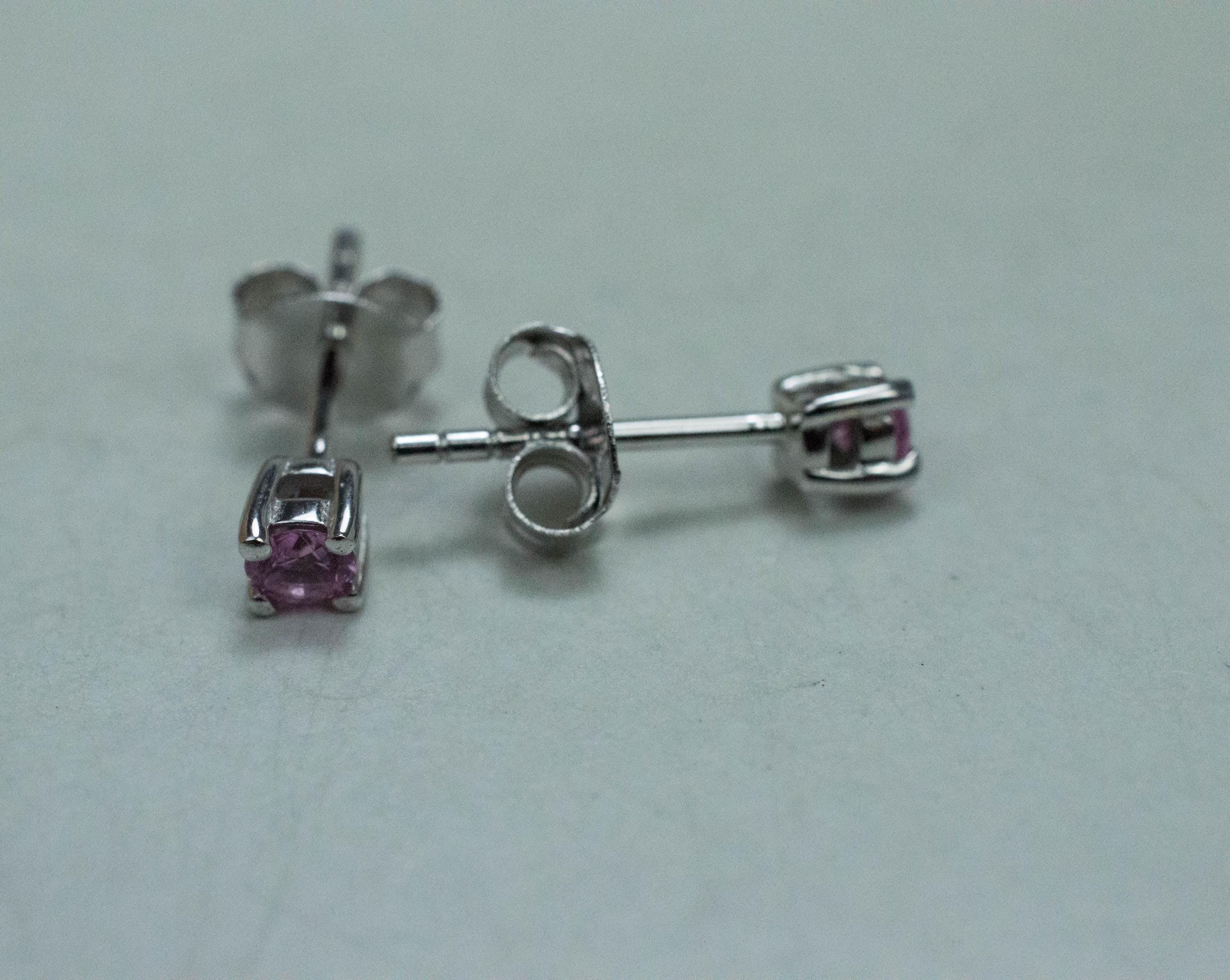 Pink Sapphire Earrings; Natural Untreated Sri Lanka Sapphire; 0.250cts