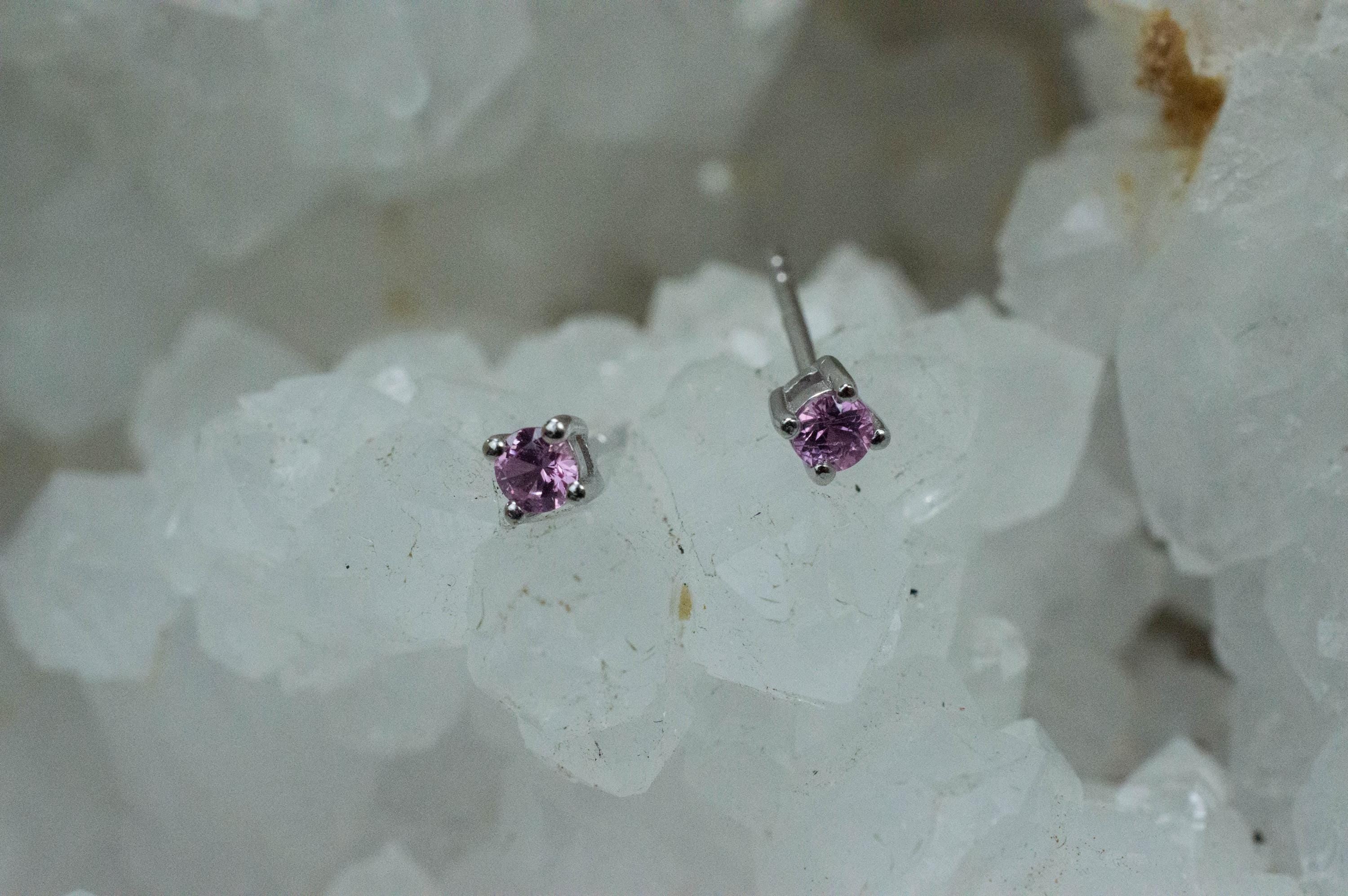 Pink Sapphire Earrings; Natural Untreated Sri Lanka Sapphire; 0.250cts