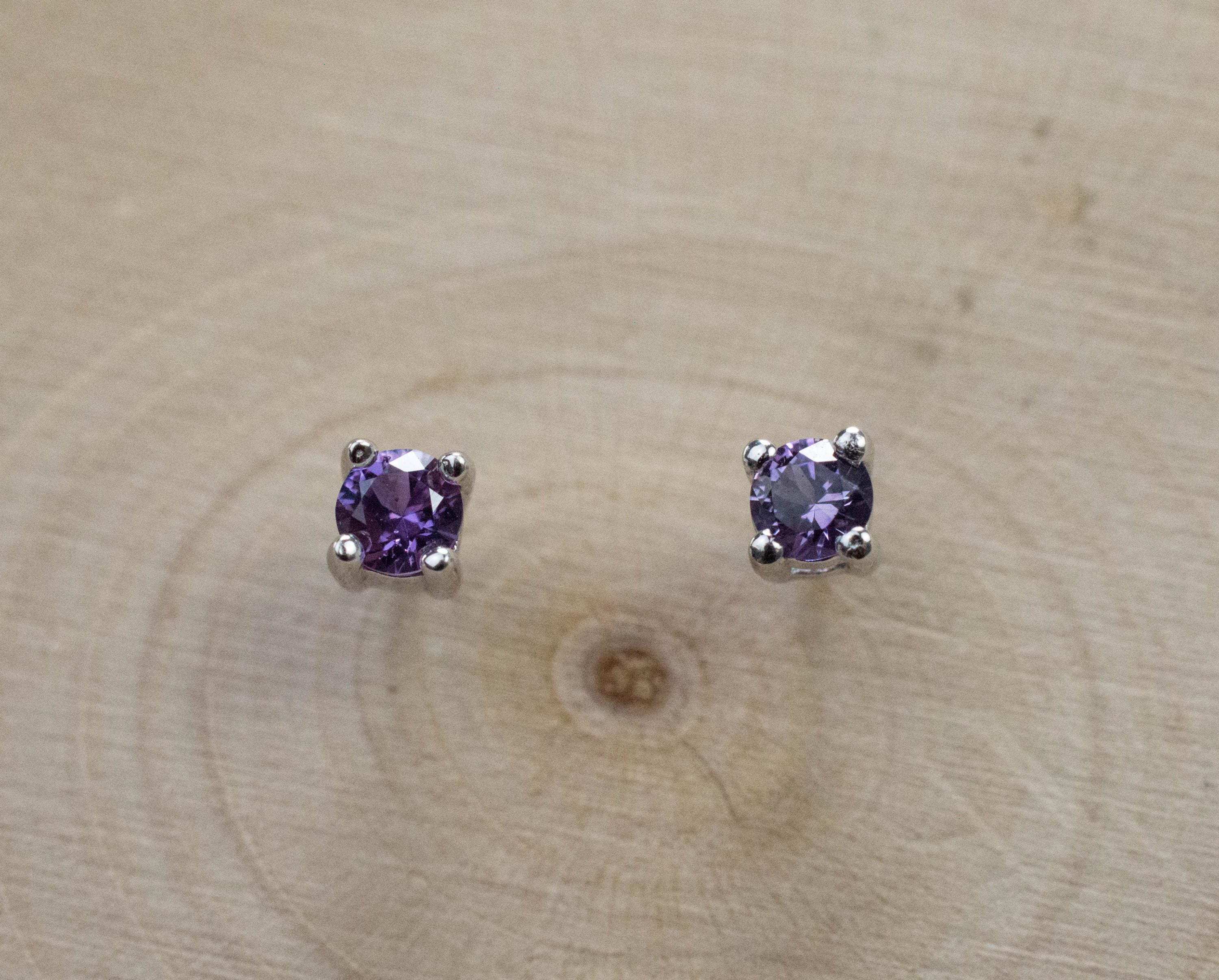 Purple Sapphire Earrings; Natural Sri Lanka Sapphire; 0.255cts