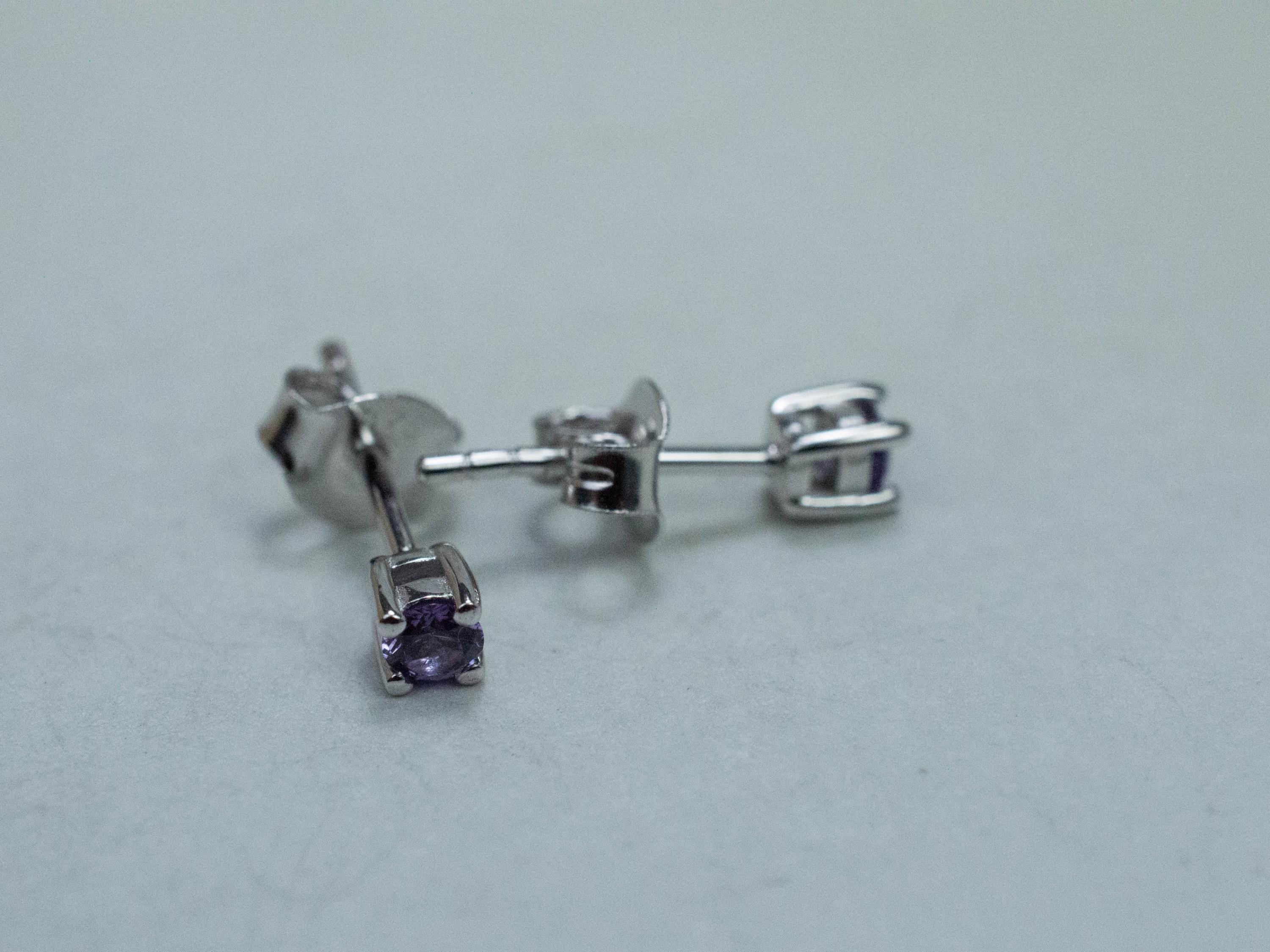 Purple Sapphire Earrings; Natural Sri Lanka Sapphire; 0.255cts