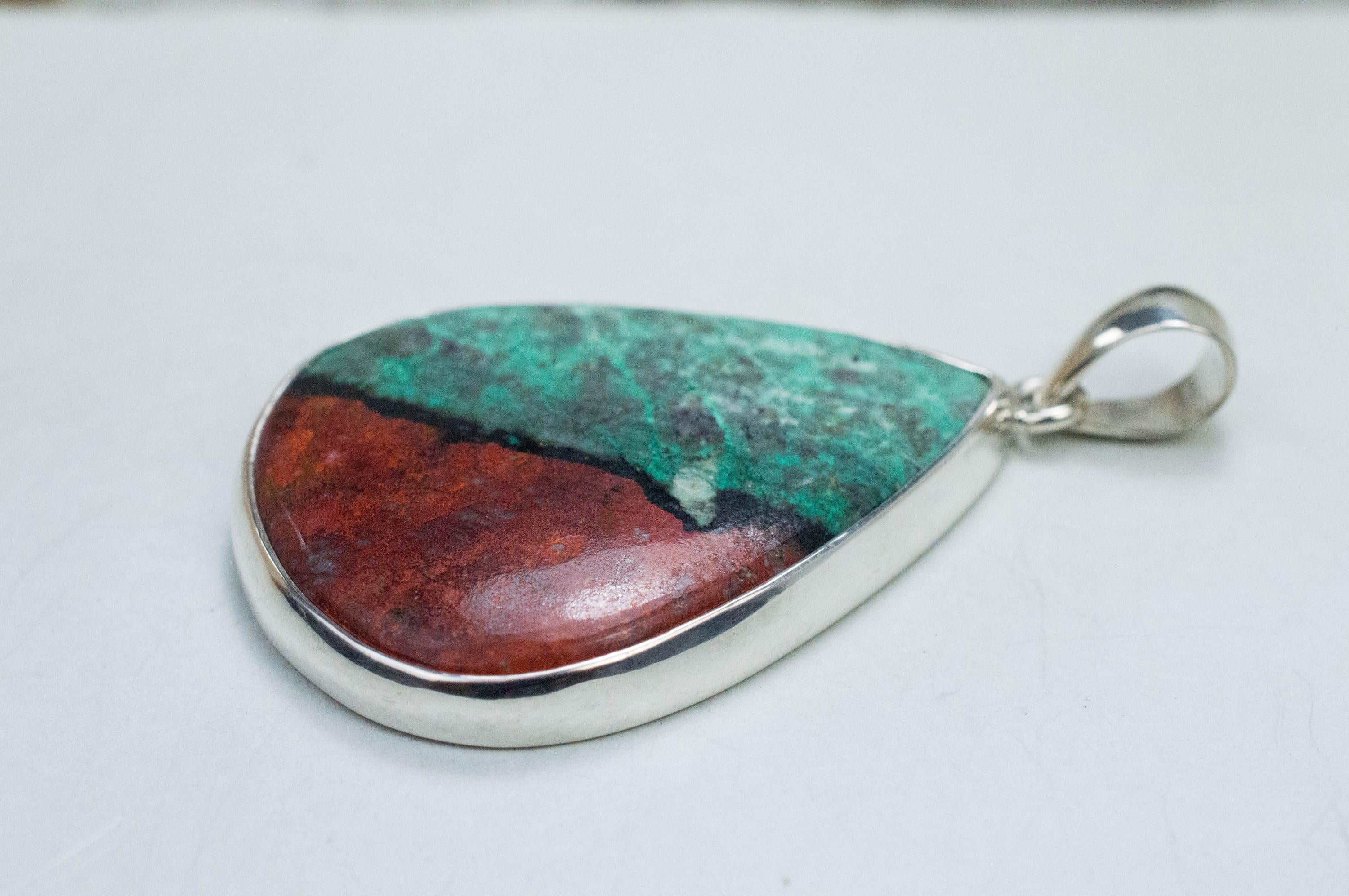 Sonora Sunset Chrysocolla Pendant; Natural Untreated Mexico Chrysocolla; Sonora Sunrise