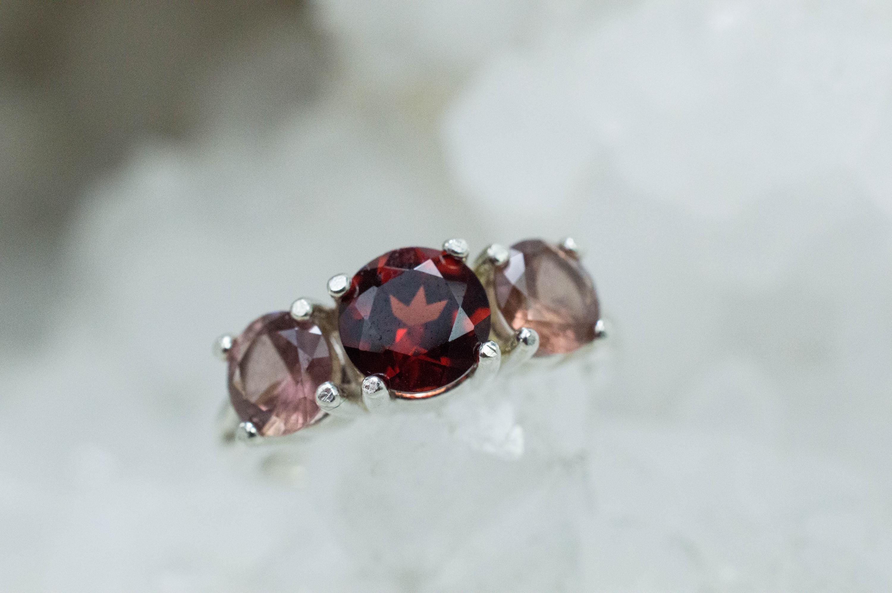 Pyrope and Imperial Garnet Ring; Genuine Untreated Garnets