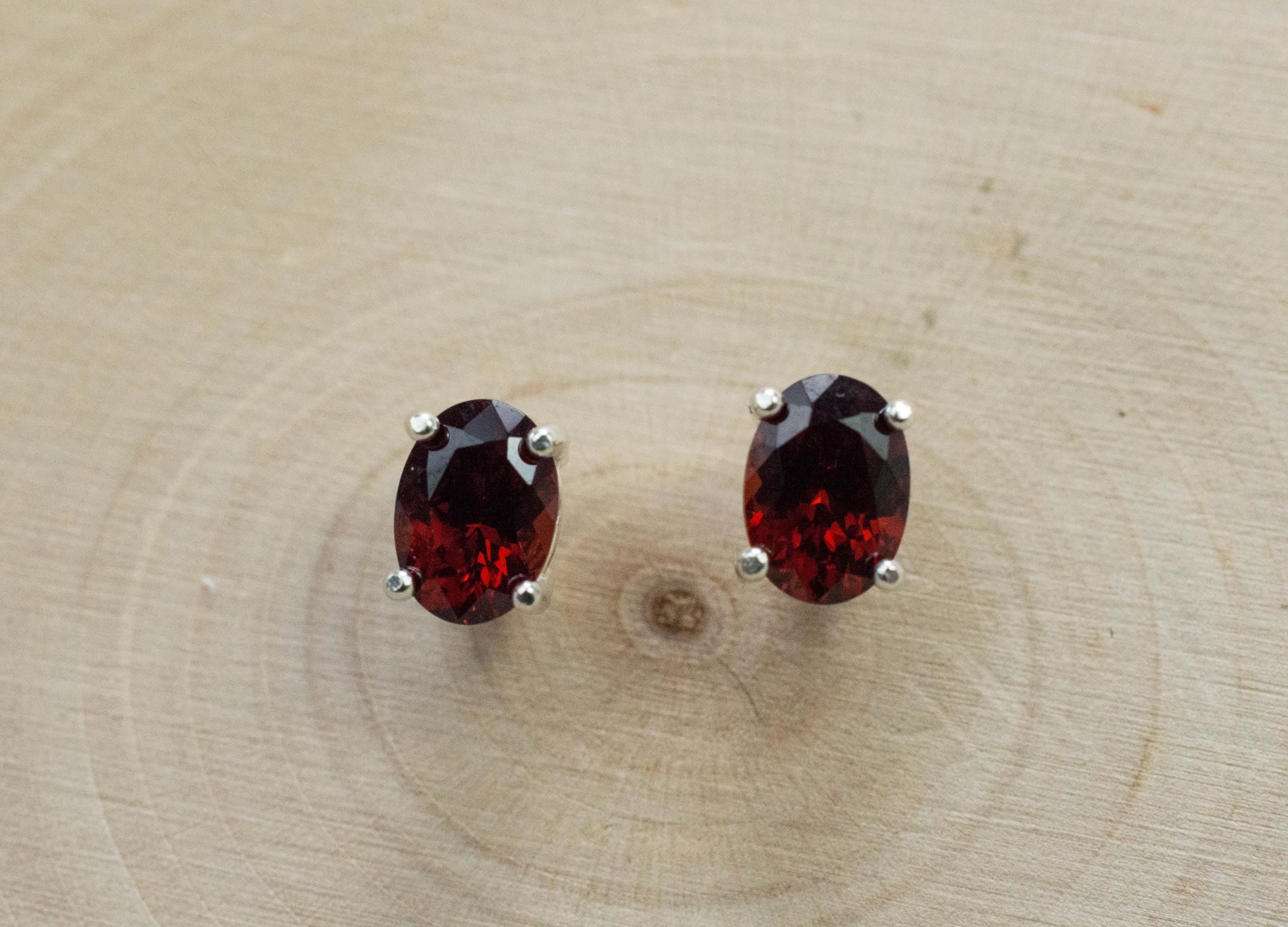 Pyrope Garnet Earrings; Genuine Untreated Madagascar Garnet; 1.970cts