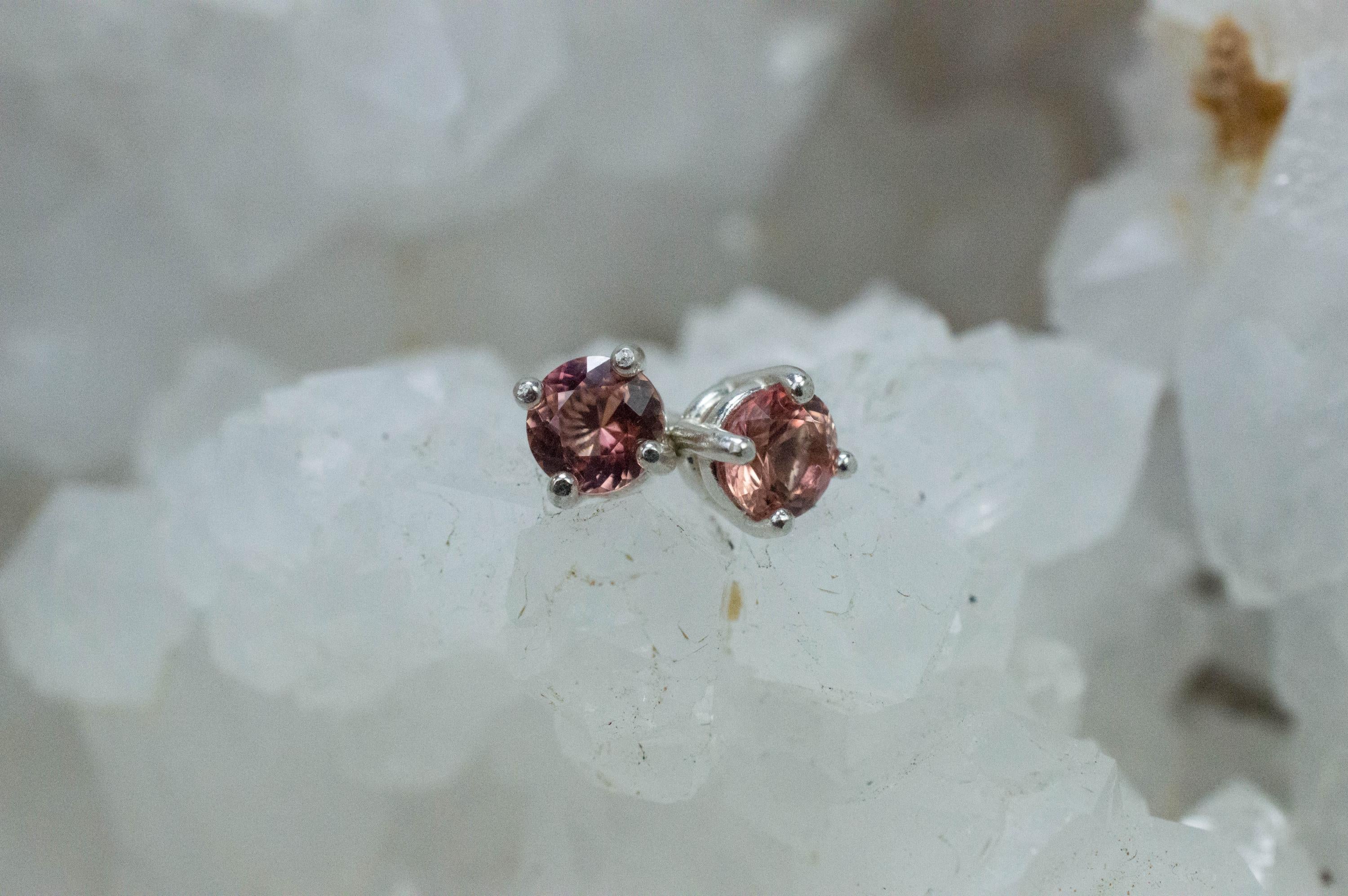 Peach Tourmaline Earrings; Natural Untreated Brazilian Tourmaline; 0.660cts