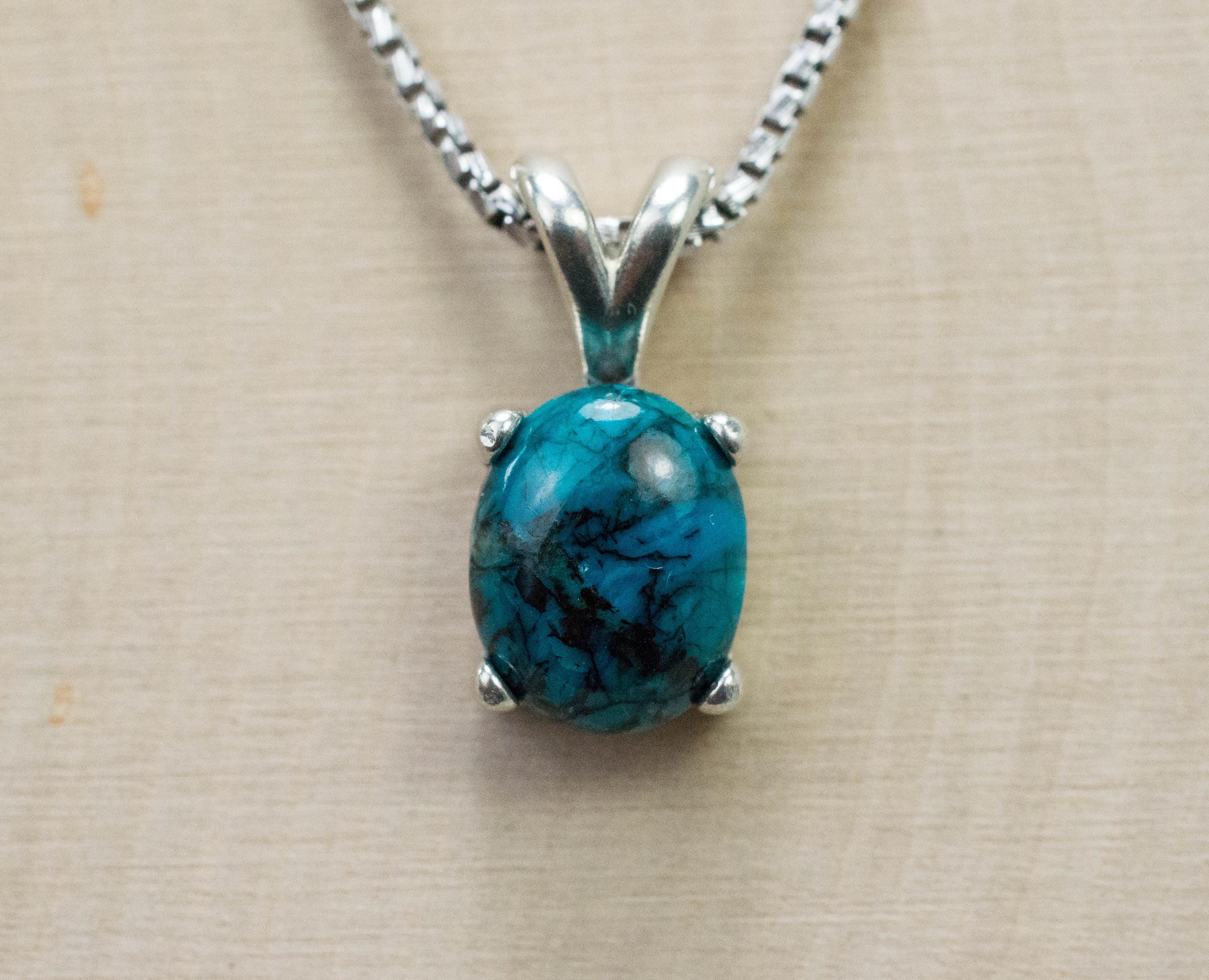 Chrysocolla Pendant; Natural Untreated Arizona Inspiration Mine Chrysocolla; 2.605cts