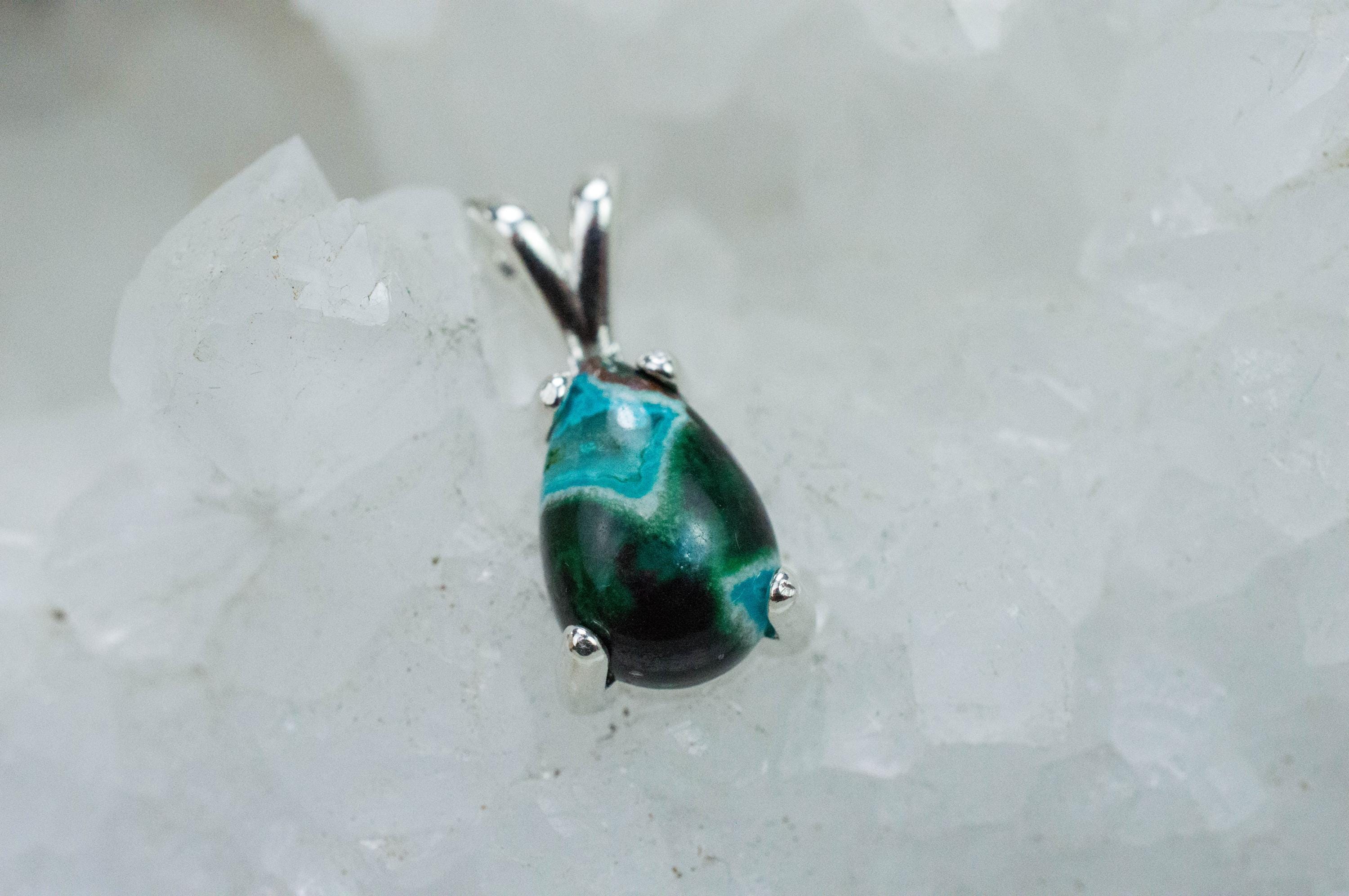 Chrysocolla Pendant; Natural Untreated Arizona Inspiration Mine Chrysocolla; 3.245cts