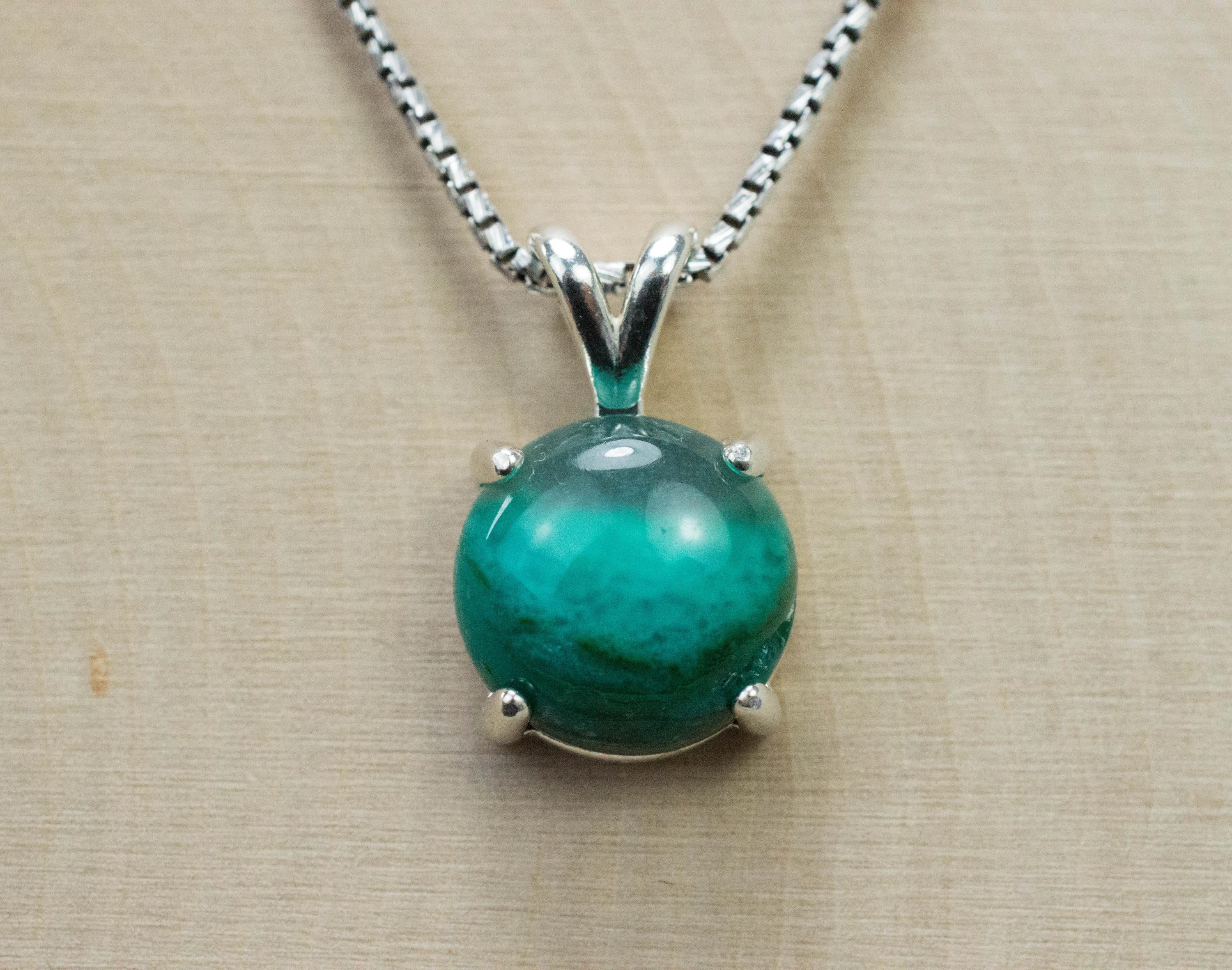 Chrysocolla Pendant; Natural Untreated Arizona Inspiration Mine Chrysocolla; 4.670cts