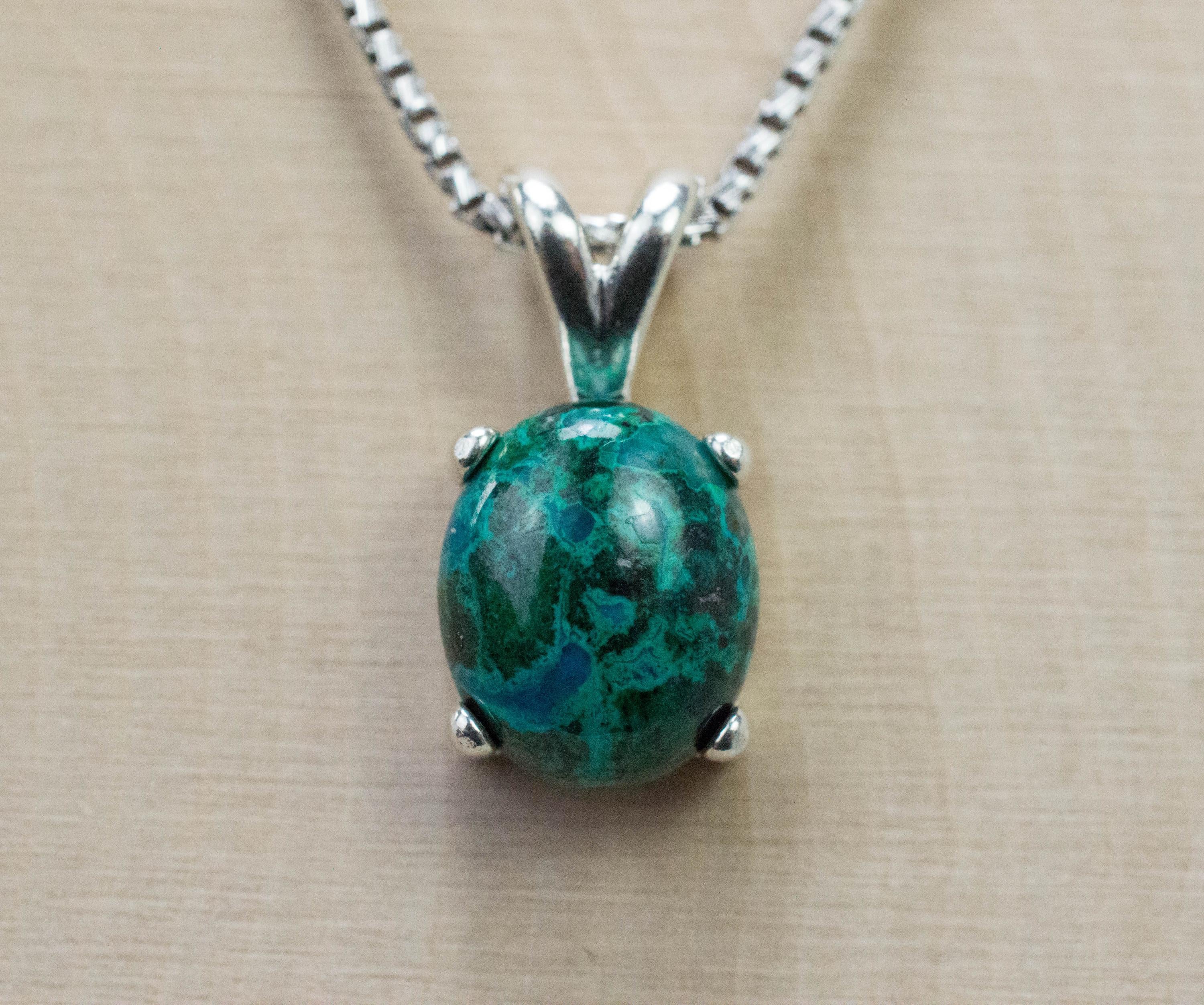 Chrysocolla Pendant; Natural Untreated Arizona Inspiration Mine Chrysocolla; 5.100cts