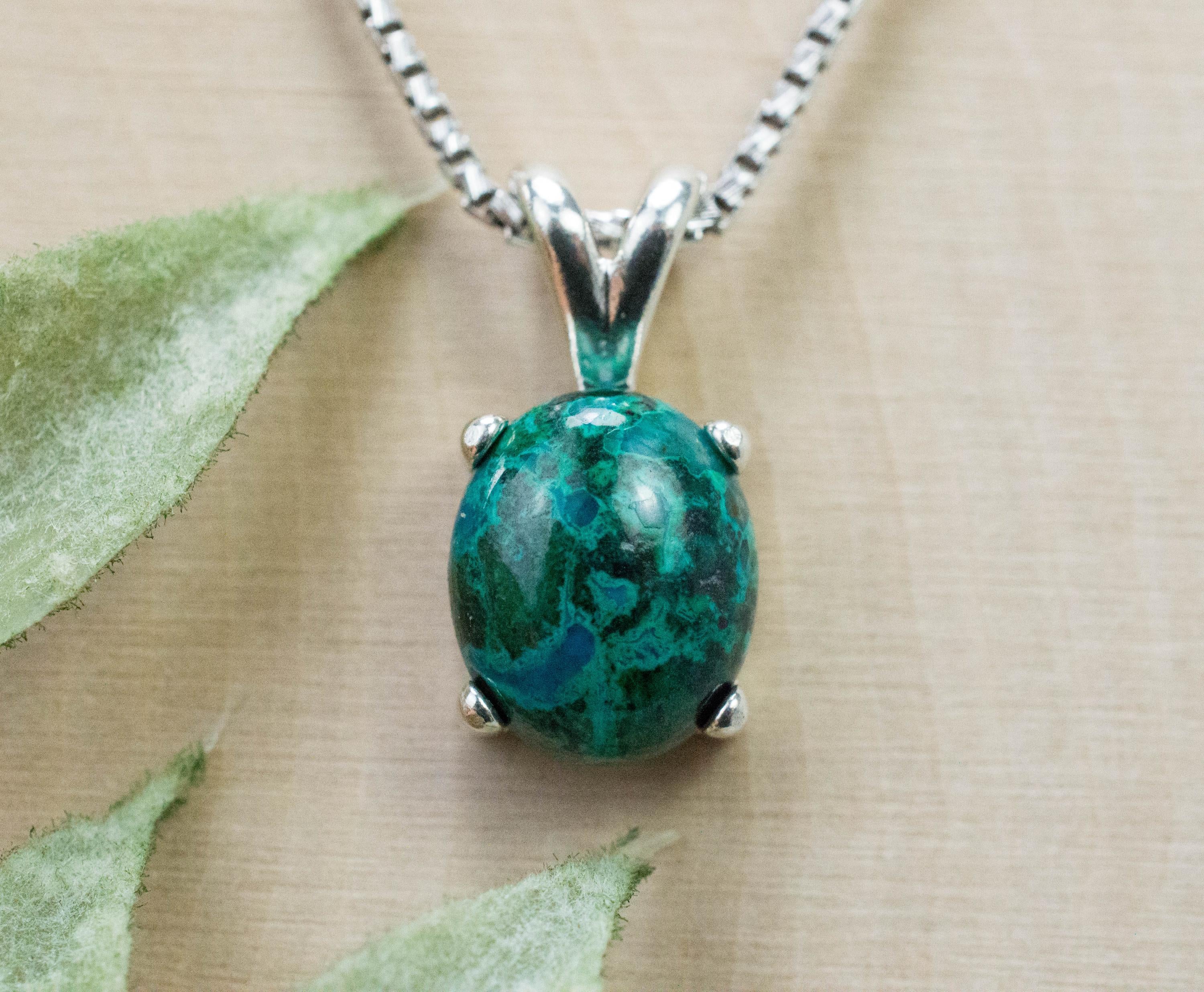 Chrysocolla Pendant; Natural Untreated Arizona Inspiration Mine Chrysocolla; 5.100cts