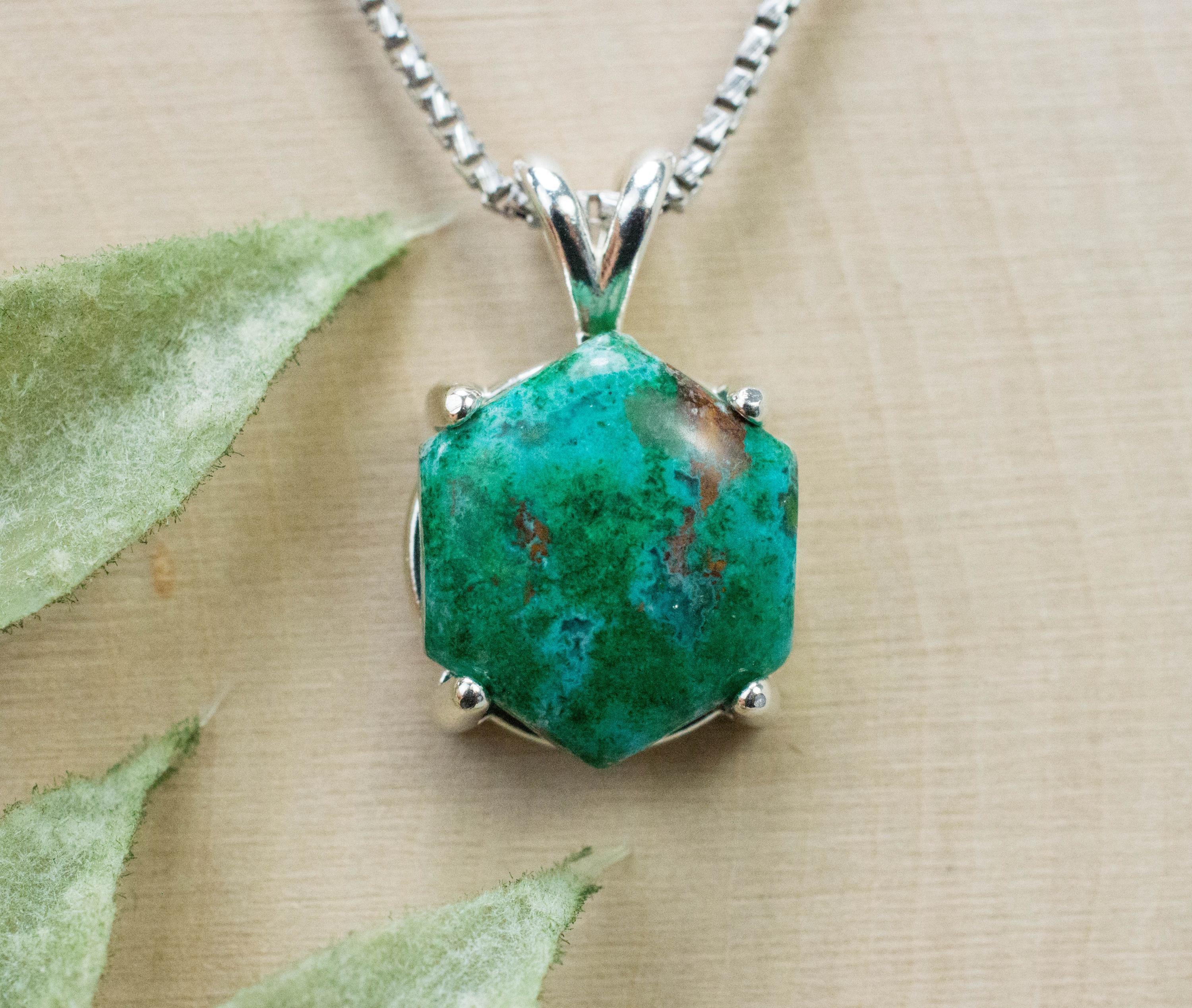 Chrysocolla Pendant; Natural Untreated Arizona Inspiration Mine Chrysocolla; 5.840cts