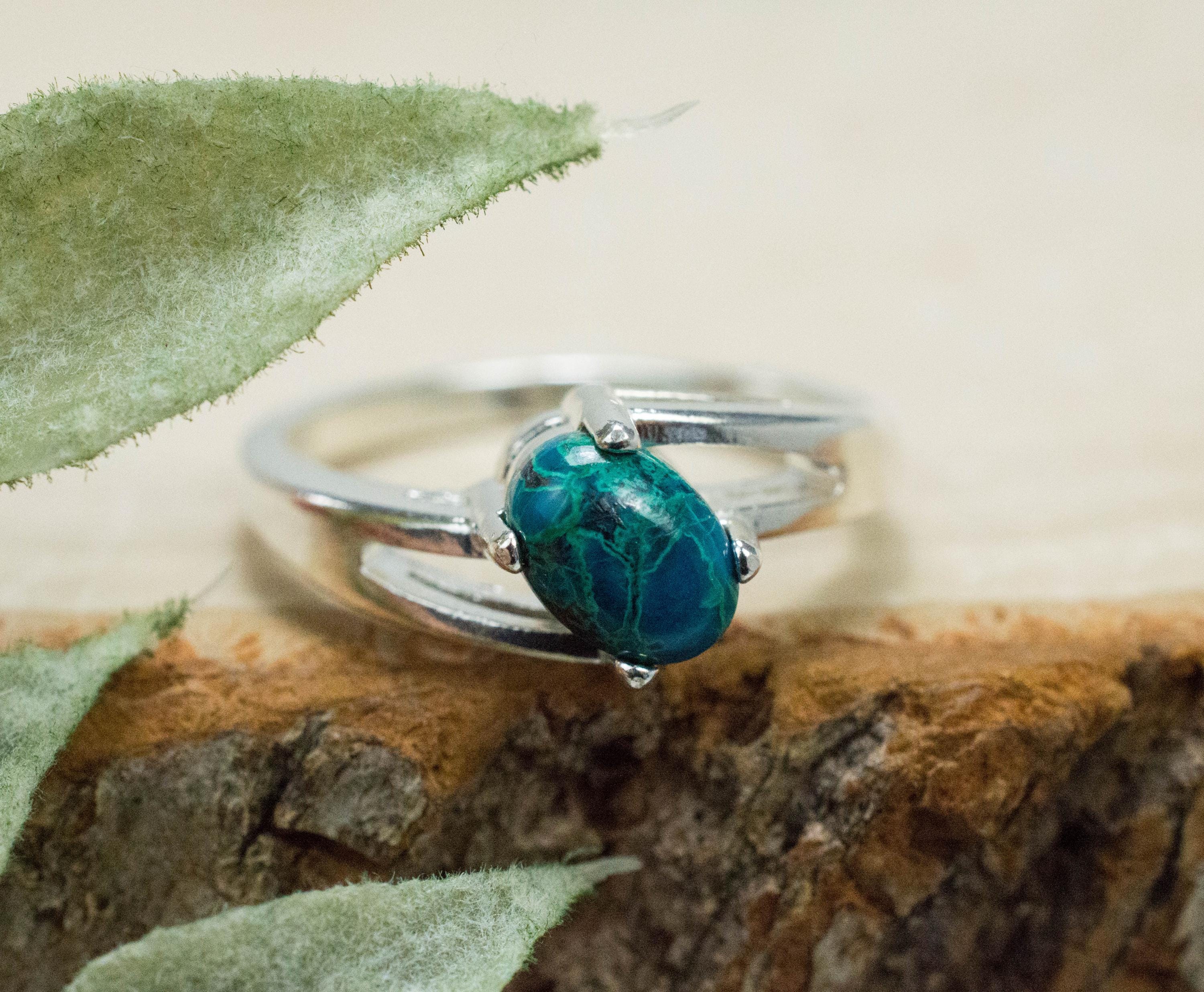 Chrysocolla Ring; Natural Untreated Arizona Inspiration Mine Chrysocolla; 1.110cts