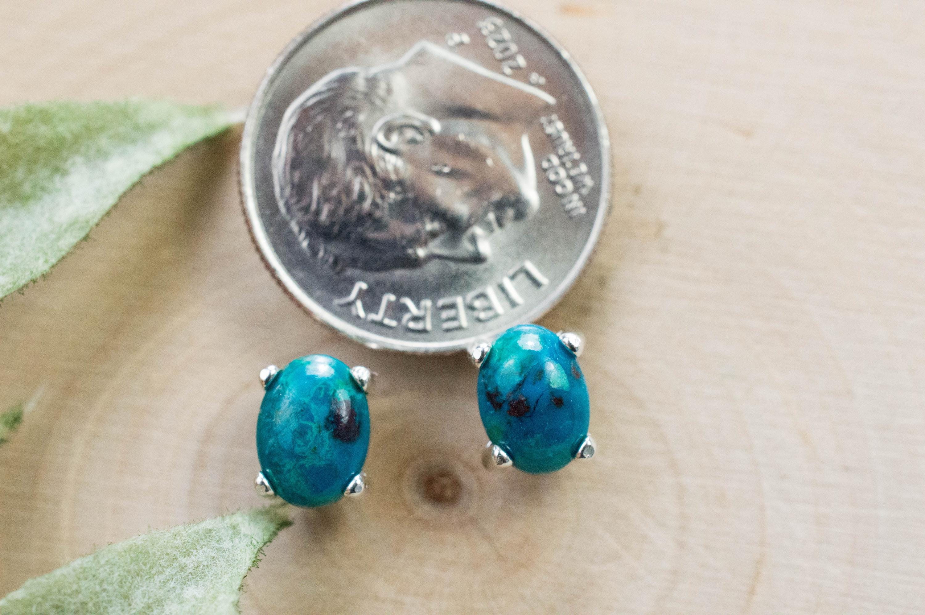 Chrysocolla Earrings; Genuine Untreated Arizona Inspiration Mine Chrysocolla; 1.860cts